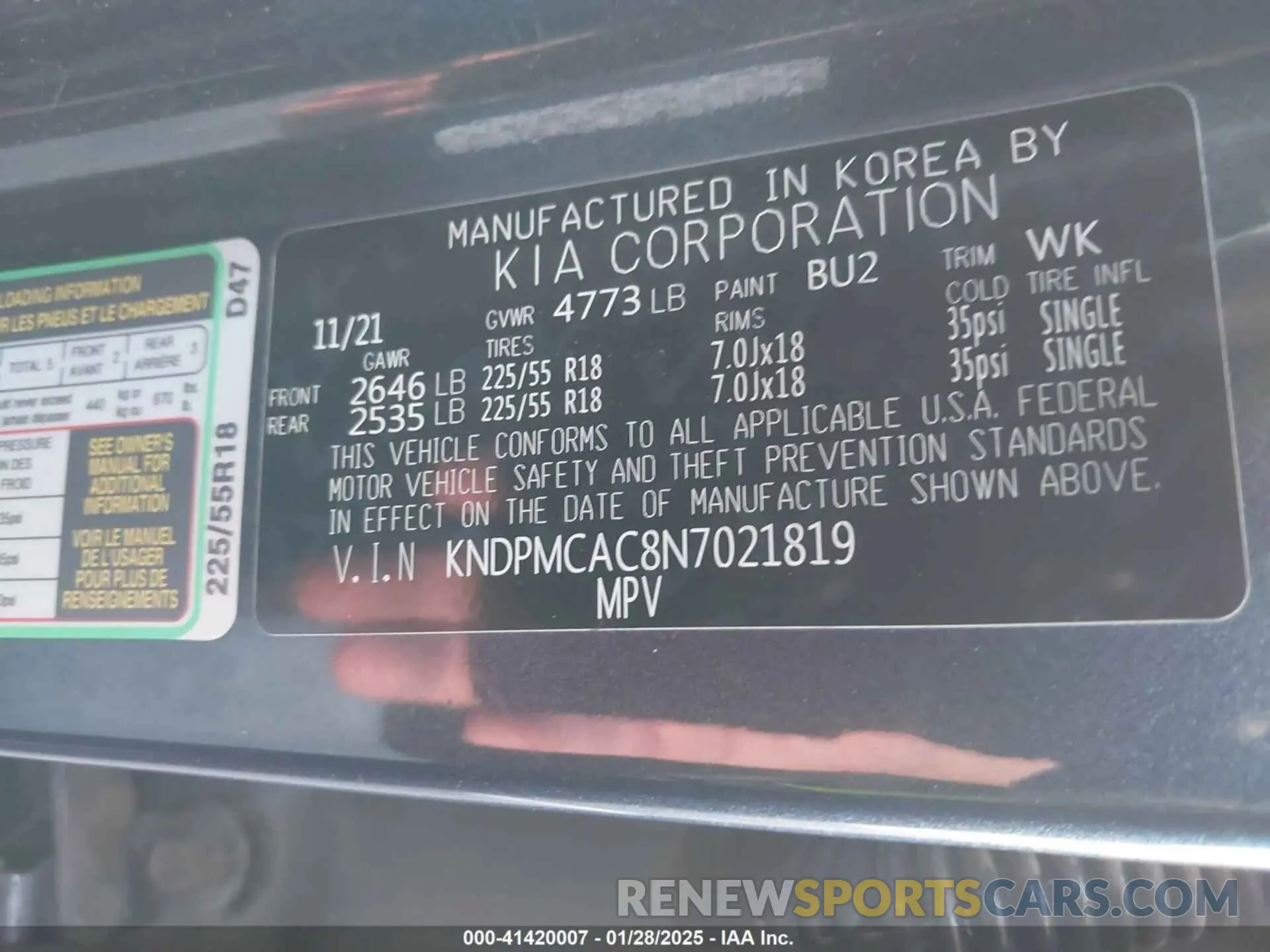 9 Photograph of a damaged car KNDPMCAC8N7021819 KIA SPORTAGE 2022