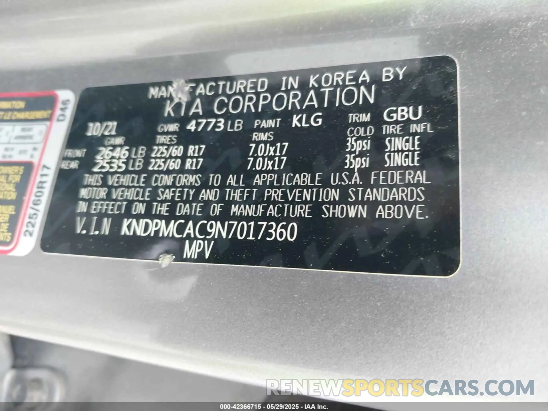 9 Photograph of a damaged car KNDPMCAC9N7017360 KIA SPORTAGE 2022