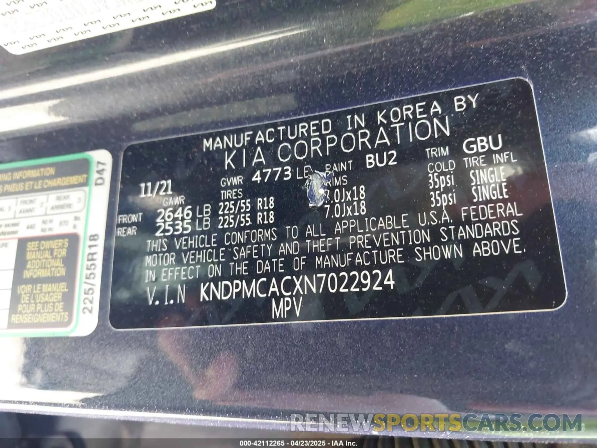 9 Photograph of a damaged car KNDPMCACXN7022924 KIA SPORTAGE 2022