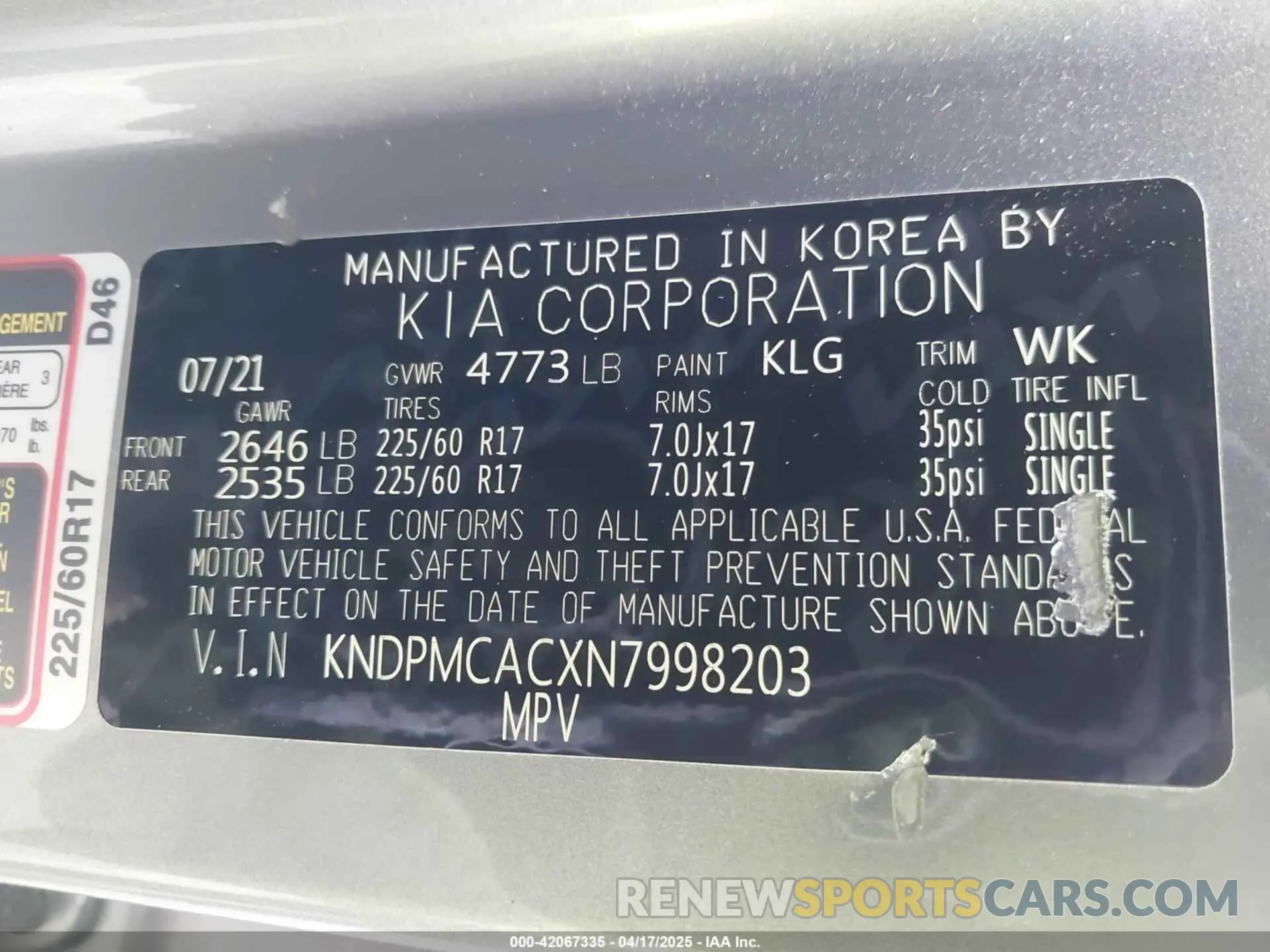 9 Photograph of a damaged car KNDPMCACXN7998203 KIA SPORTAGE 2022