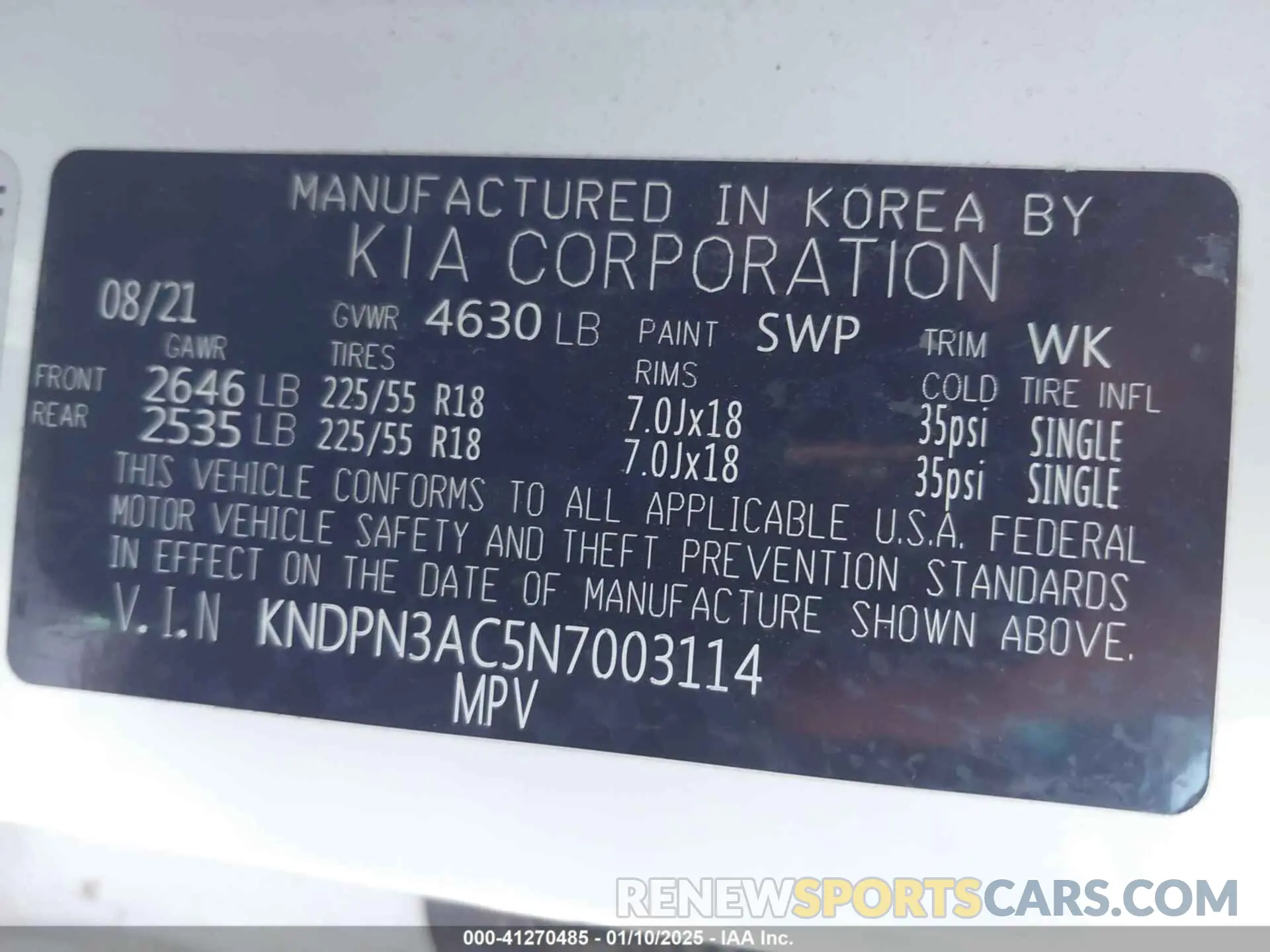 9 Photograph of a damaged car KNDPN3AC5N7003114 KIA SPORTAGE 2022