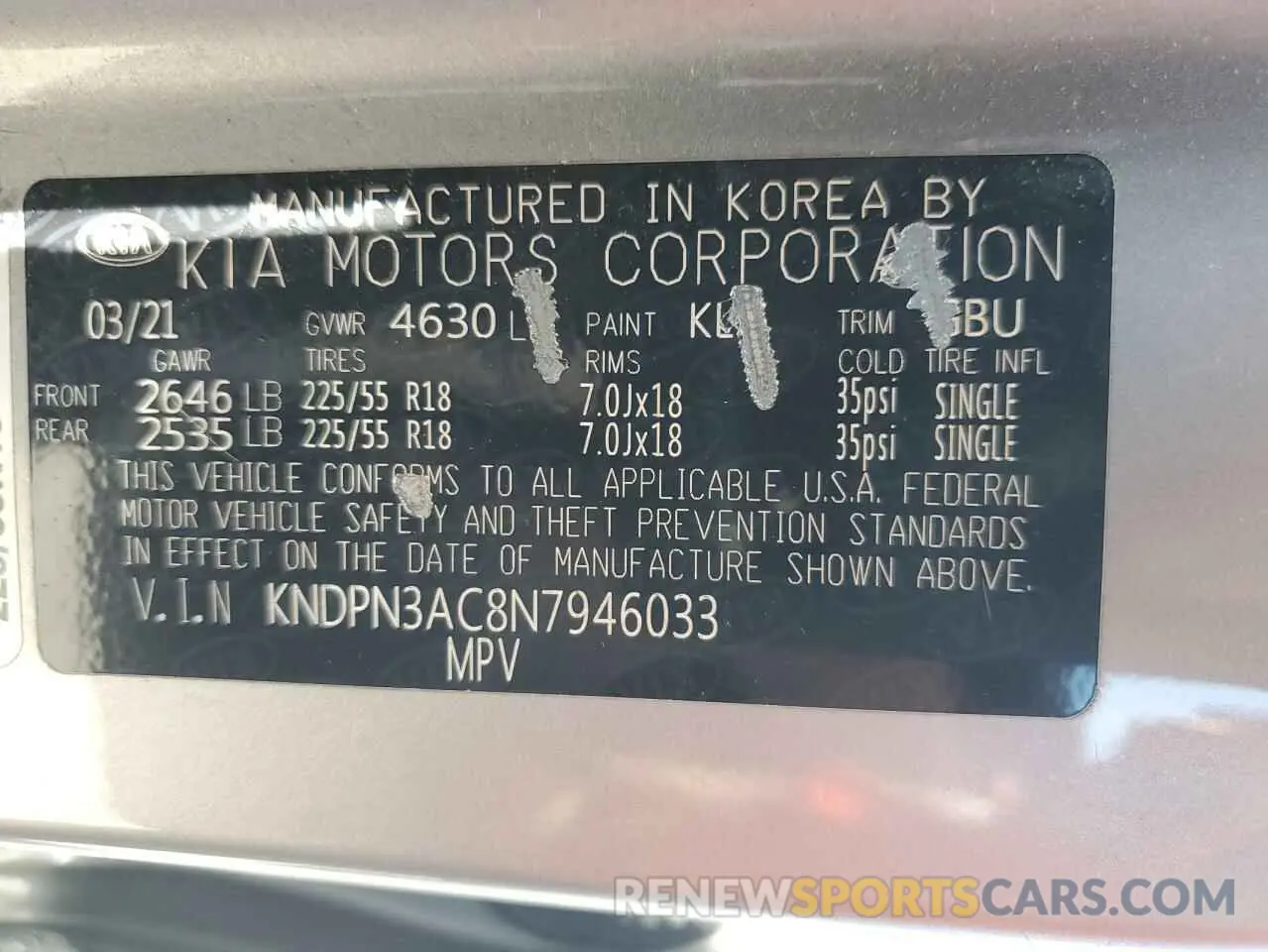 13 Photograph of a damaged car KNDPN3AC8N7946033 KIA SPORTAGE 2022
