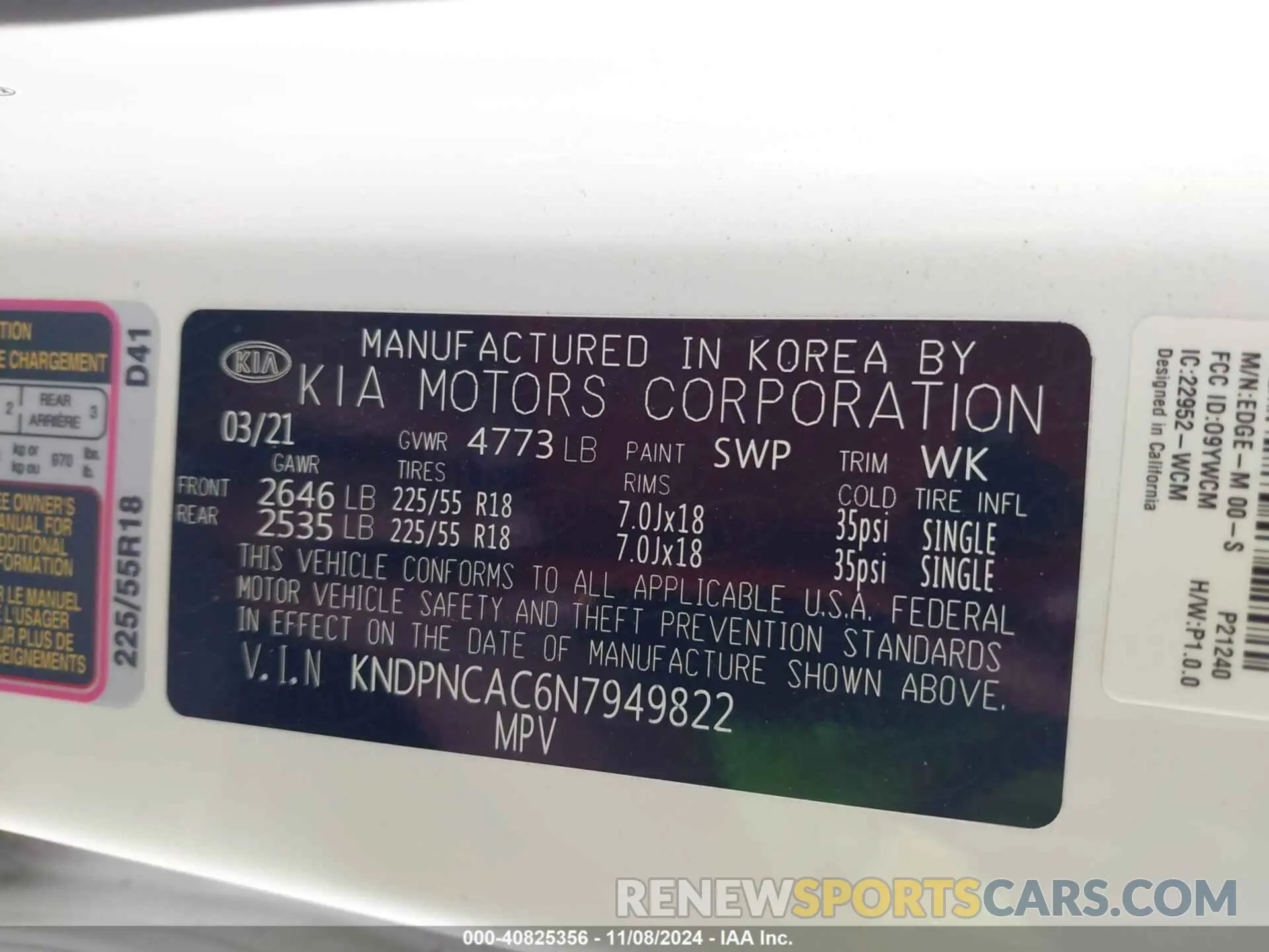 9 Photograph of a damaged car KNDPNCAC6N7949822 KIA SPORTAGE 2022