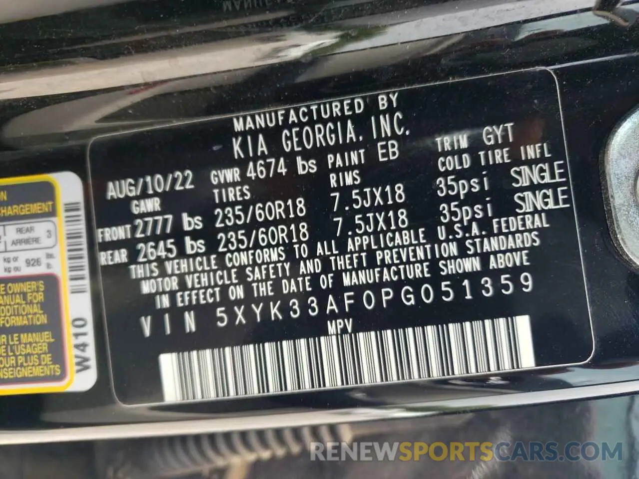 13 Photograph of a damaged car 5XYK33AF0PG051359 KIA SPORTAGE 2023