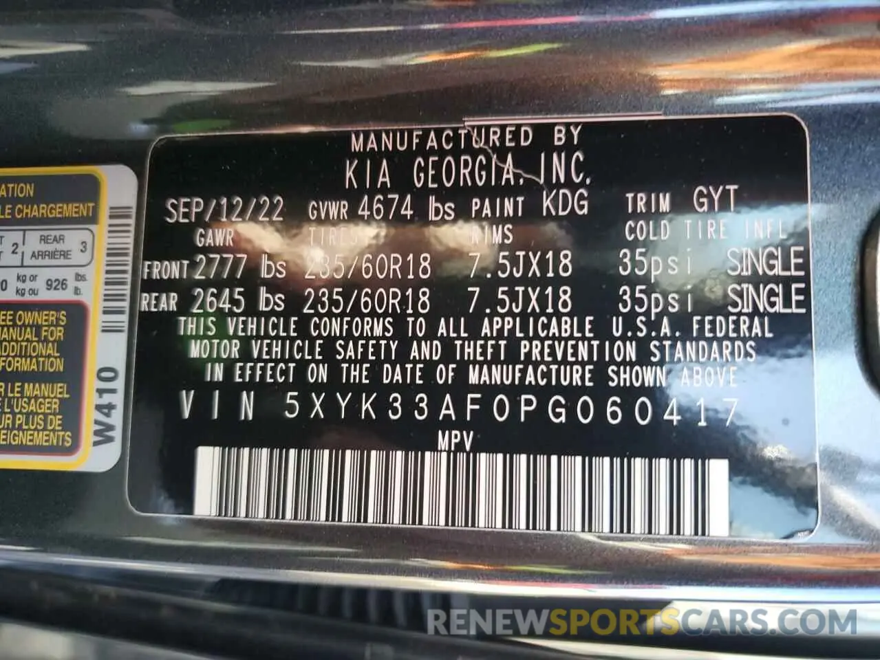 10 Photograph of a damaged car 5XYK33AF0PG060417 KIA SPORTAGE 2023