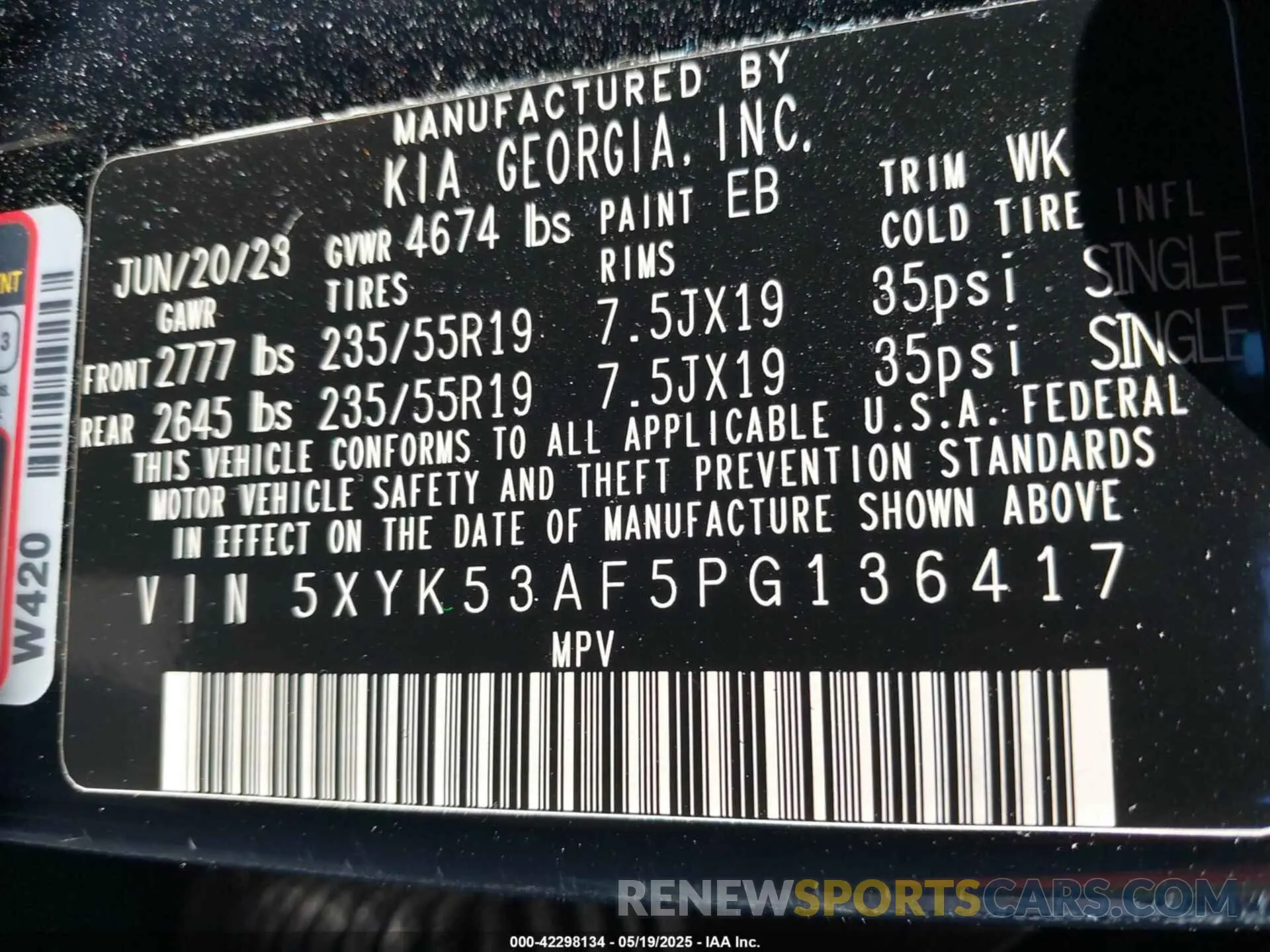 9 Photograph of a damaged car 5XYK53AF5PG136417 KIA SPORTAGE 2023