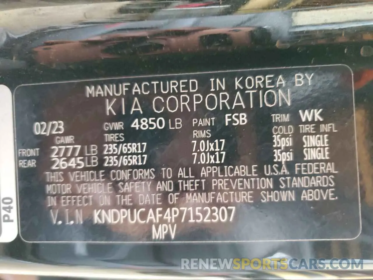 13 Photograph of a damaged car KNDPUCAF4P7152307 KIA SPORTAGE 2023