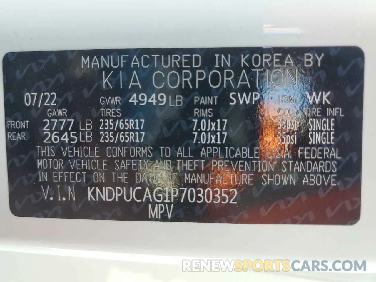 16 Photograph of a damaged car KNDPUCAG1P7030352 KIA SPORTAGE 2023