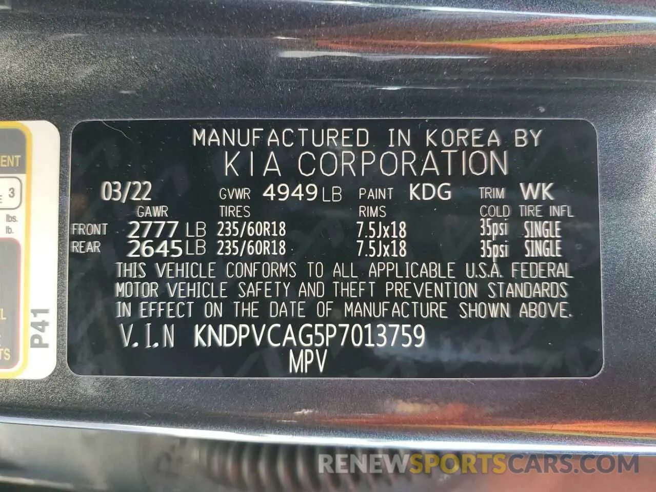 13 Photograph of a damaged car KNDPVCAG5P7013759 KIA SPORTAGE 2023