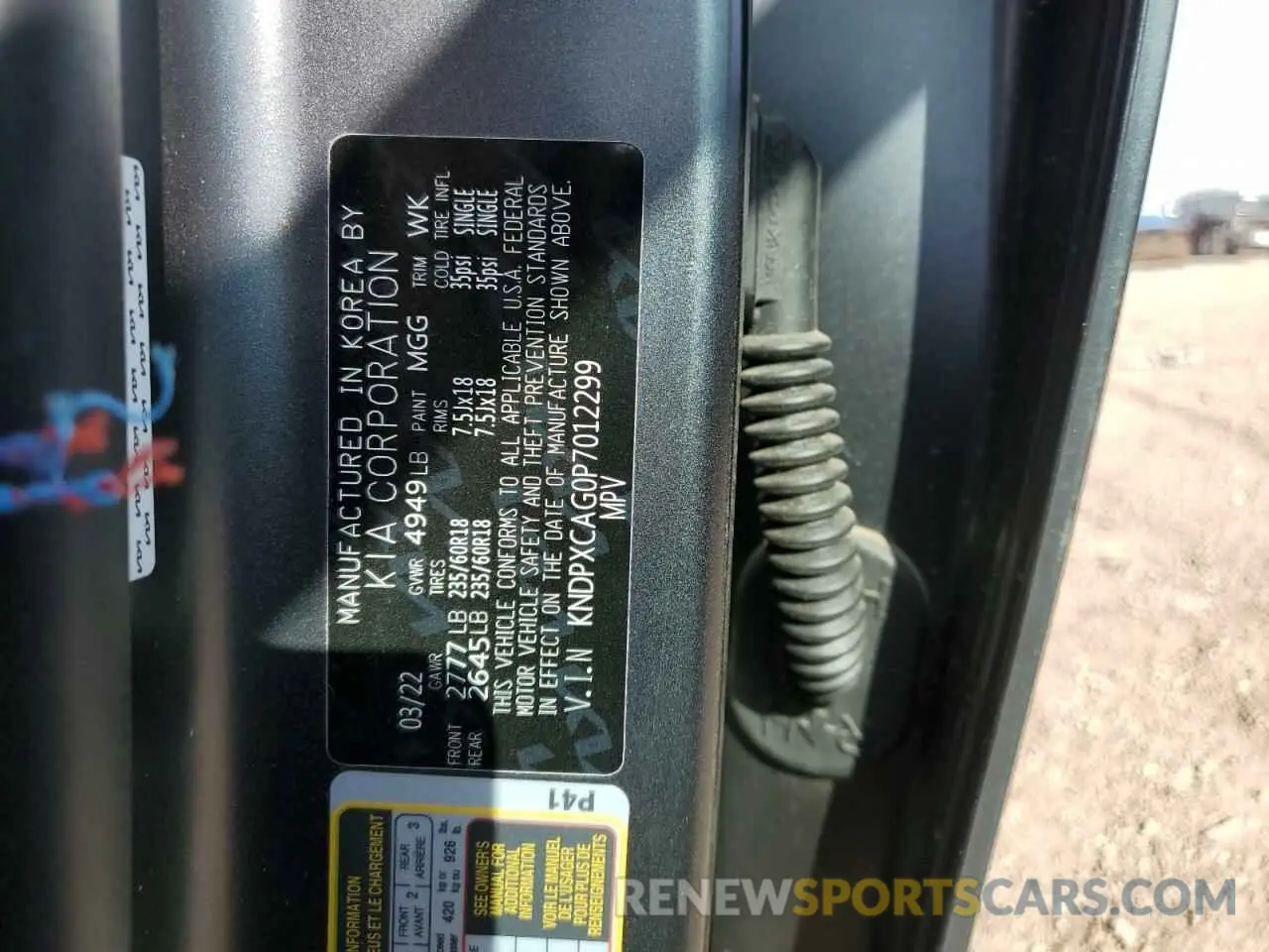 13 Photograph of a damaged car KNDPXCAG0P7012299 KIA SPORTAGE 2023