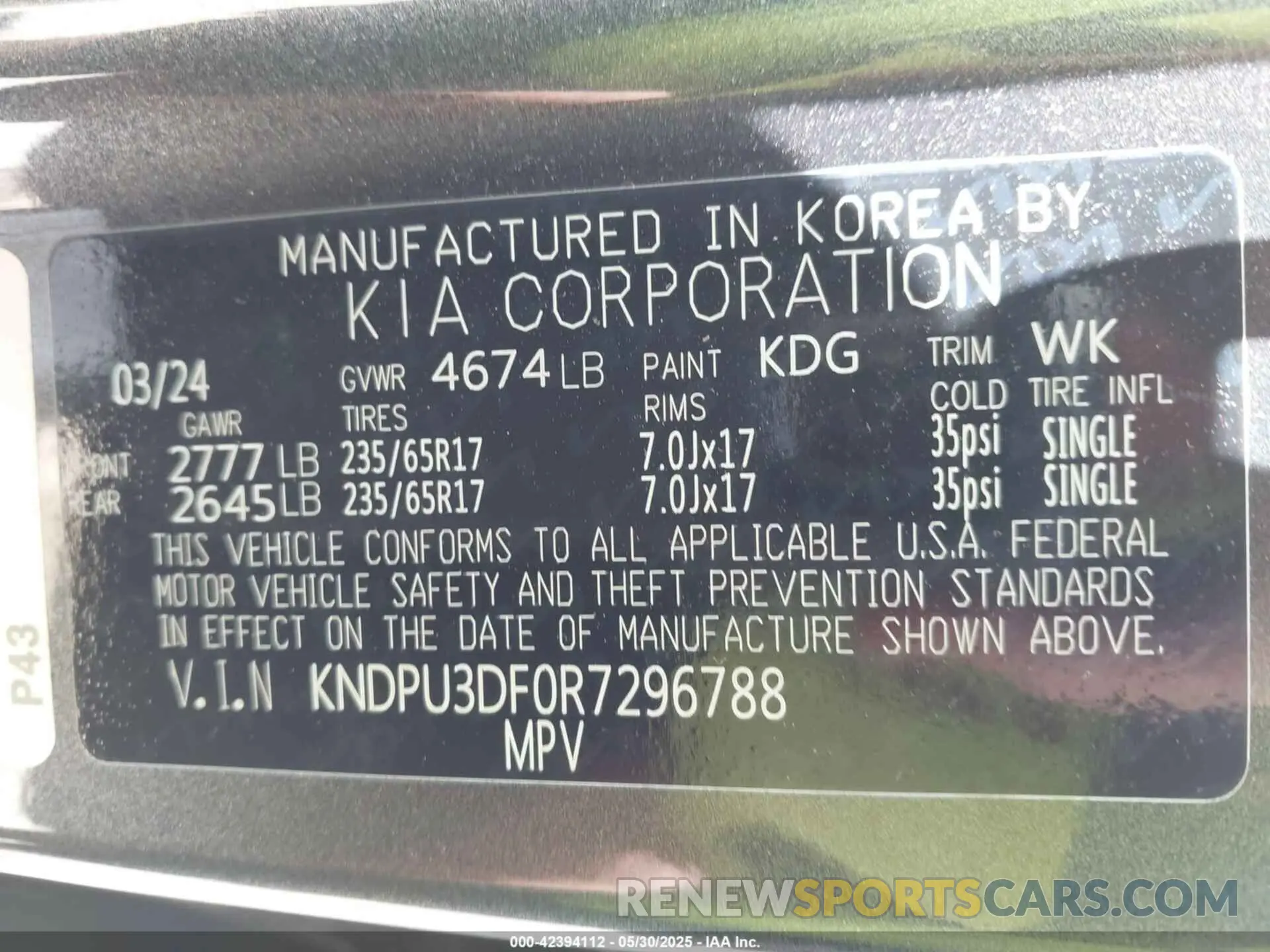 9 Photograph of a damaged car KNDPU3DF0R7296788 KIA SPORTAGE 2024