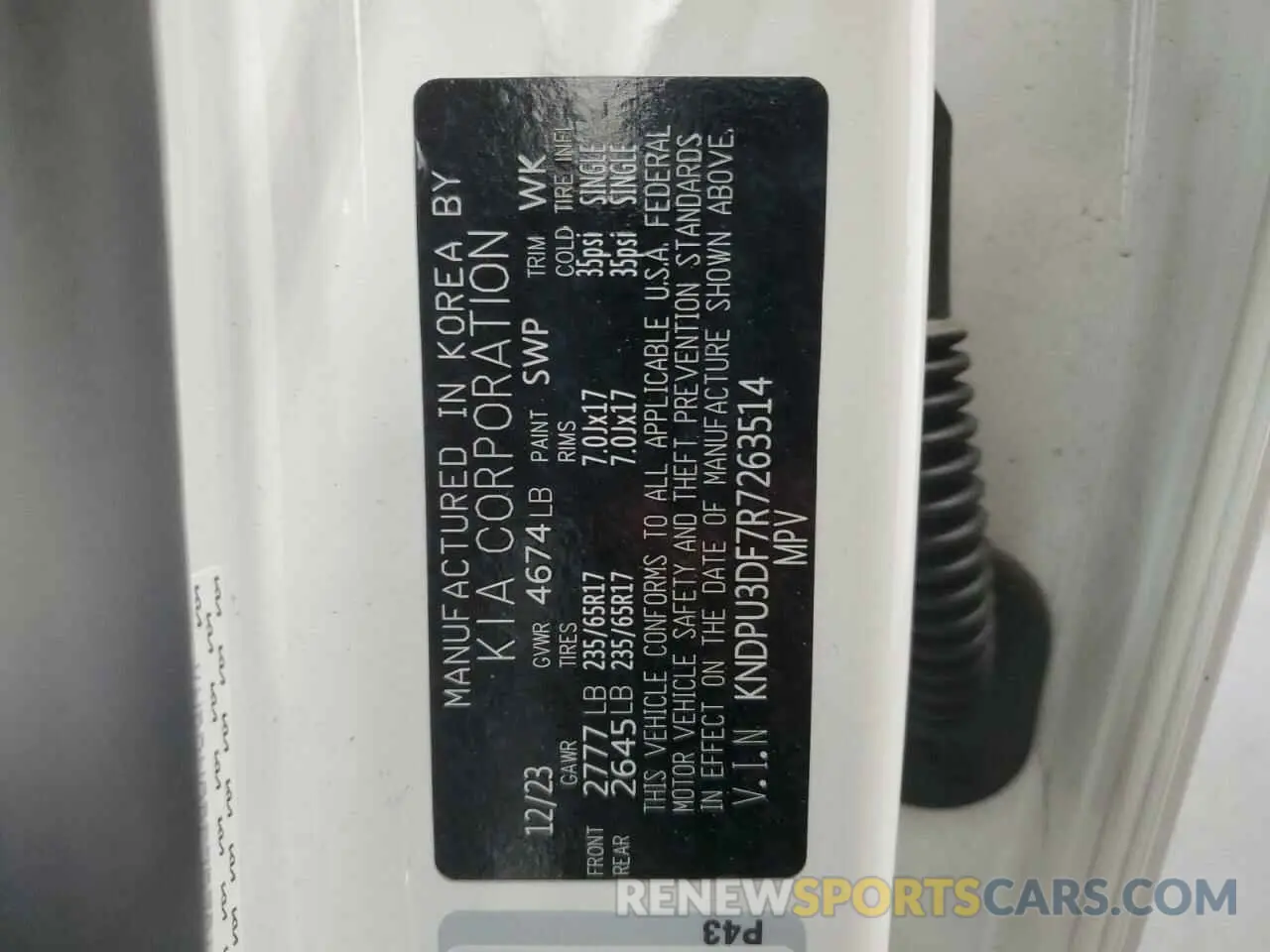 13 Photograph of a damaged car KNDPU3DF7R7263514 KIA SPORTAGE 2024