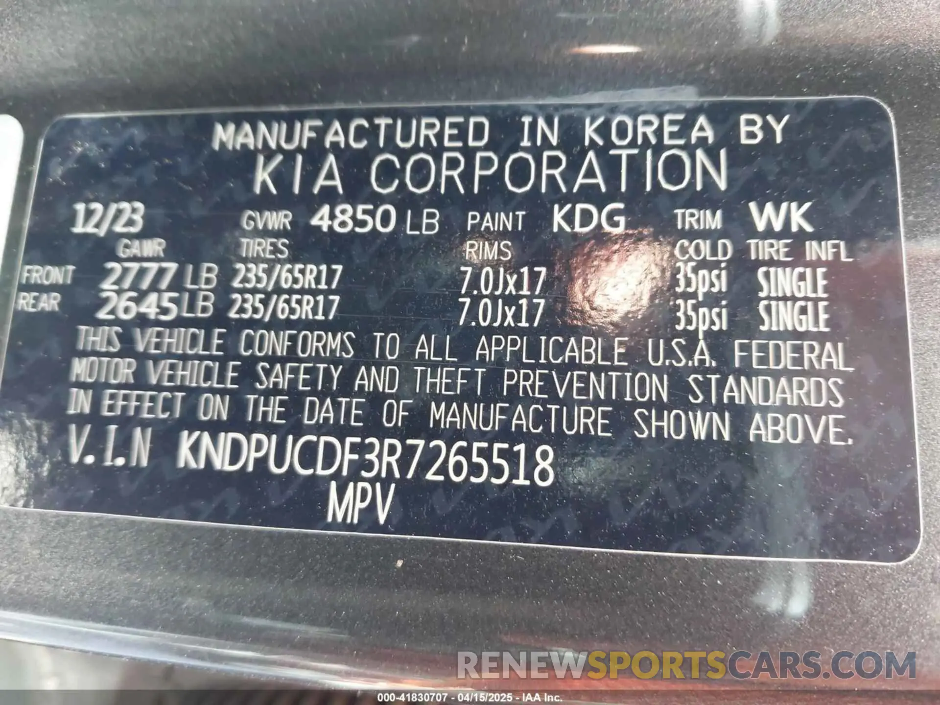 9 Photograph of a damaged car KNDPUCDF3R7265518 KIA SPORTAGE 2024