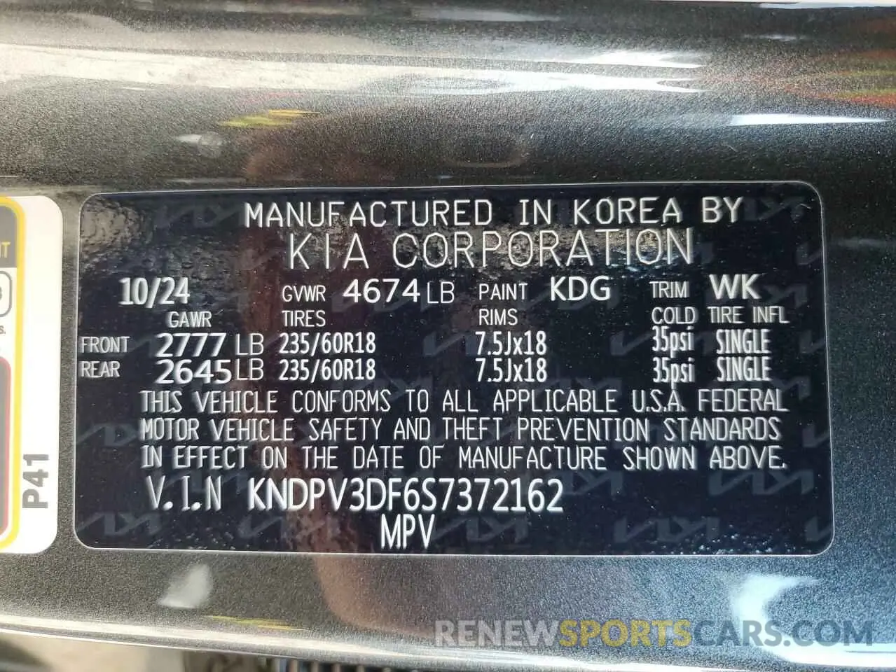 14 Photograph of a damaged car KNDPV3DF6S7372162 KIA SPORTAGE 2025