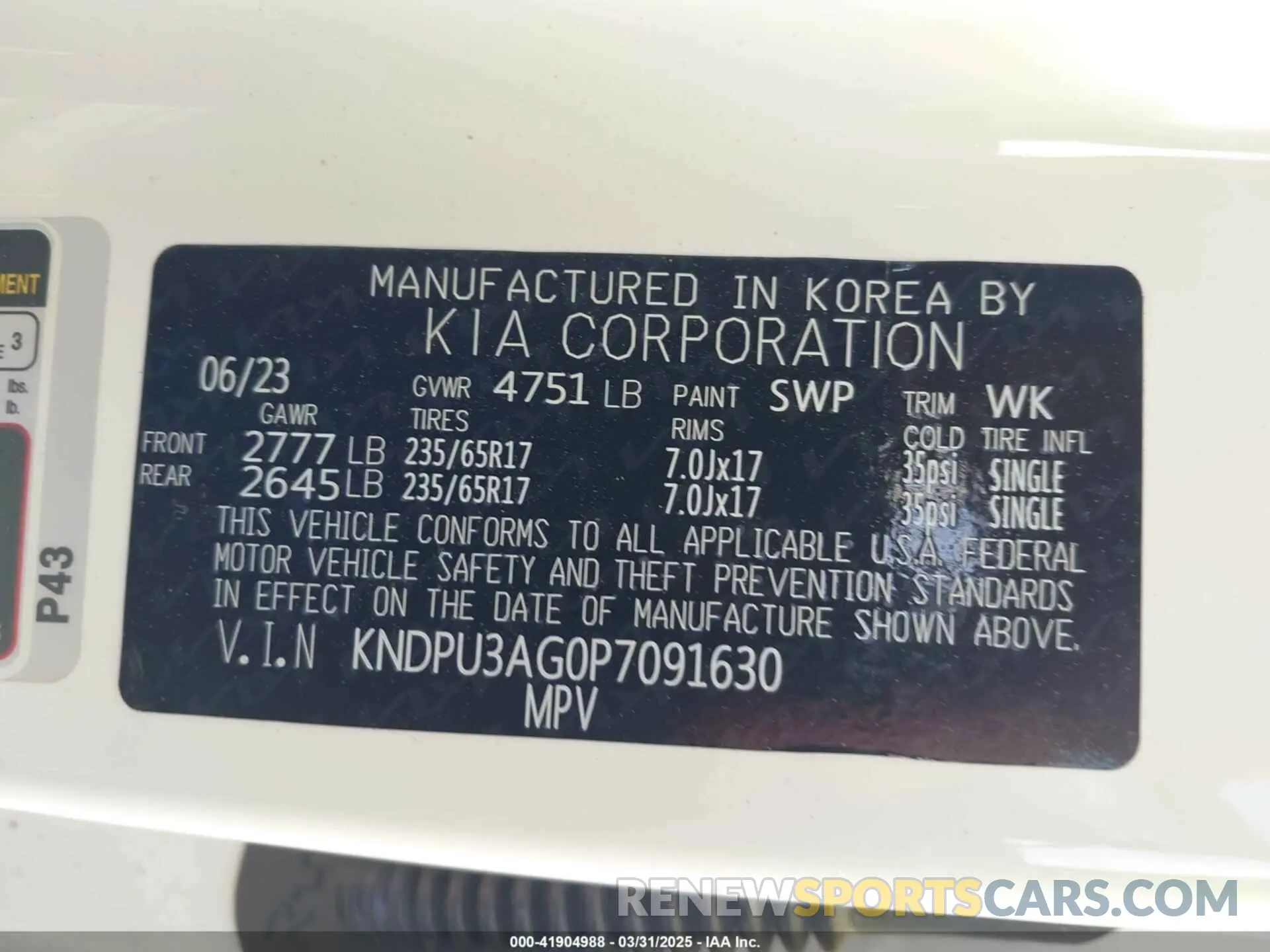 9 Photograph of a damaged car KNDPU3AG0P7091630 KIA SPORTAGE HYBRID 2023