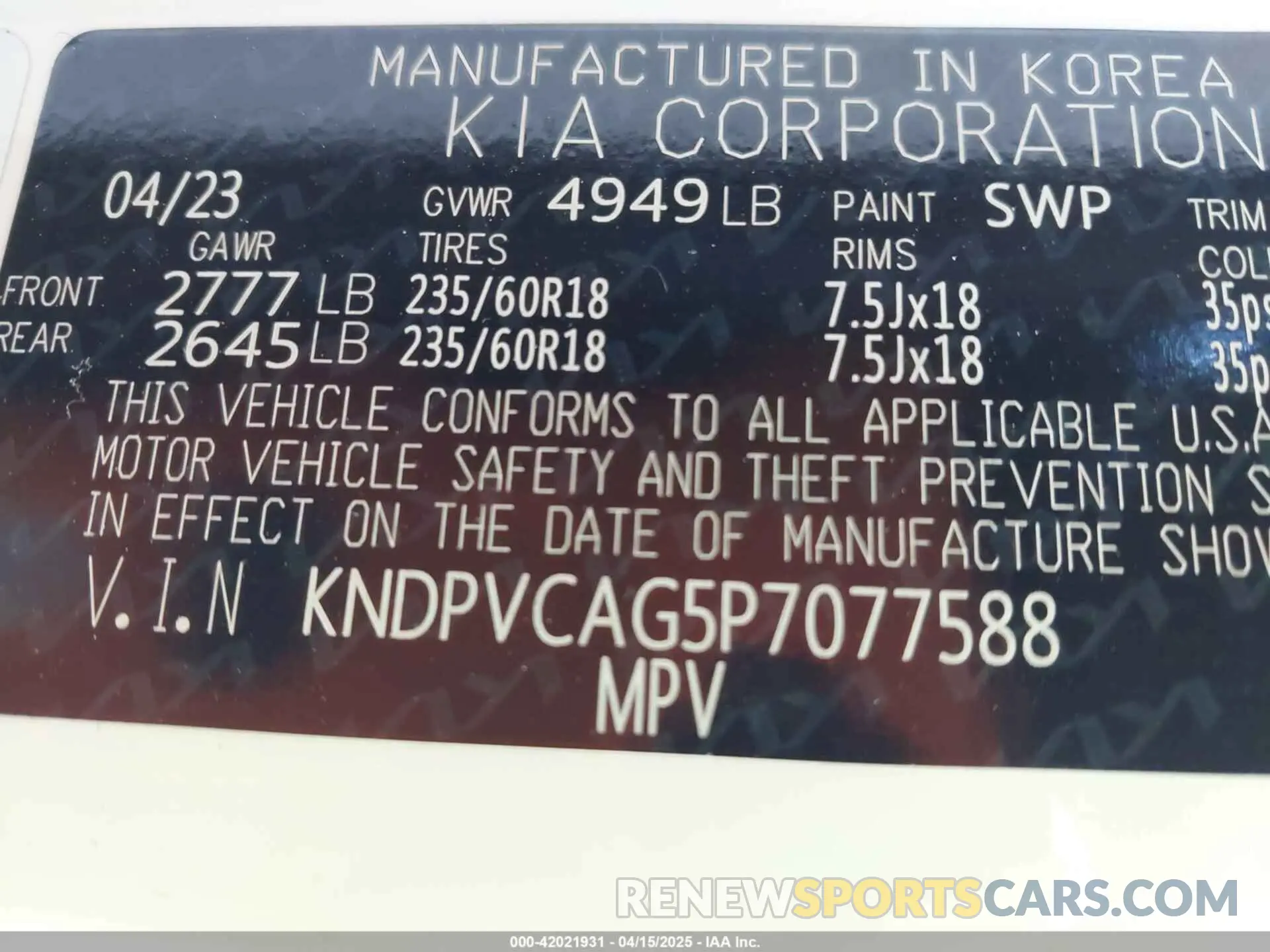 9 Photograph of a damaged car KNDPVCAG5P7077588 KIA SPORTAGE HYBRID 2023