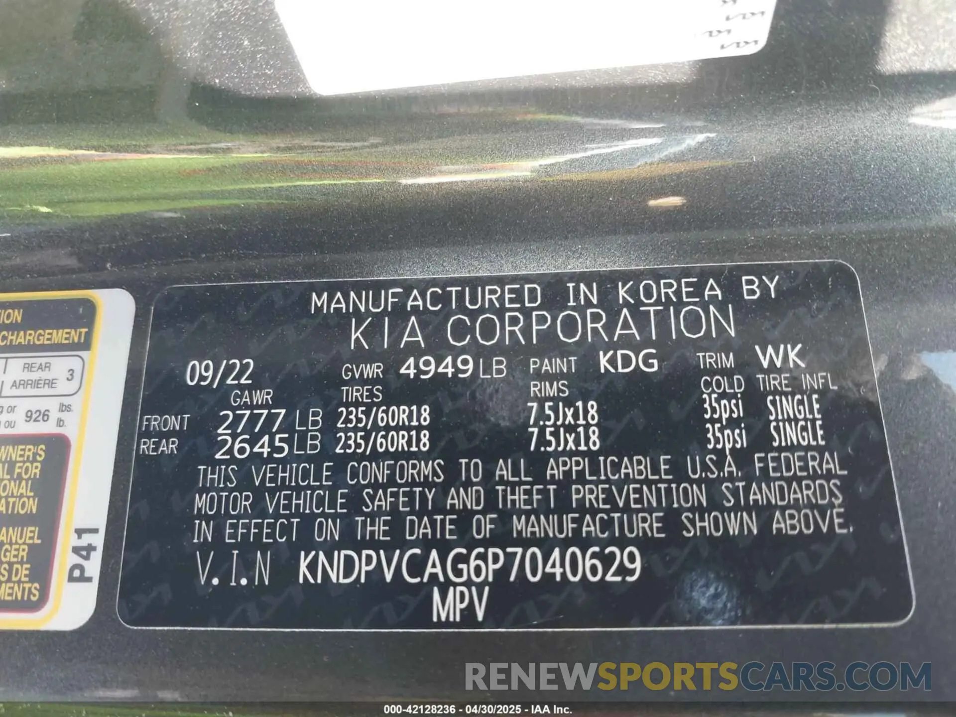 9 Photograph of a damaged car KNDPVCAG6P7040629 KIA SPORTAGE HYBRID 2023