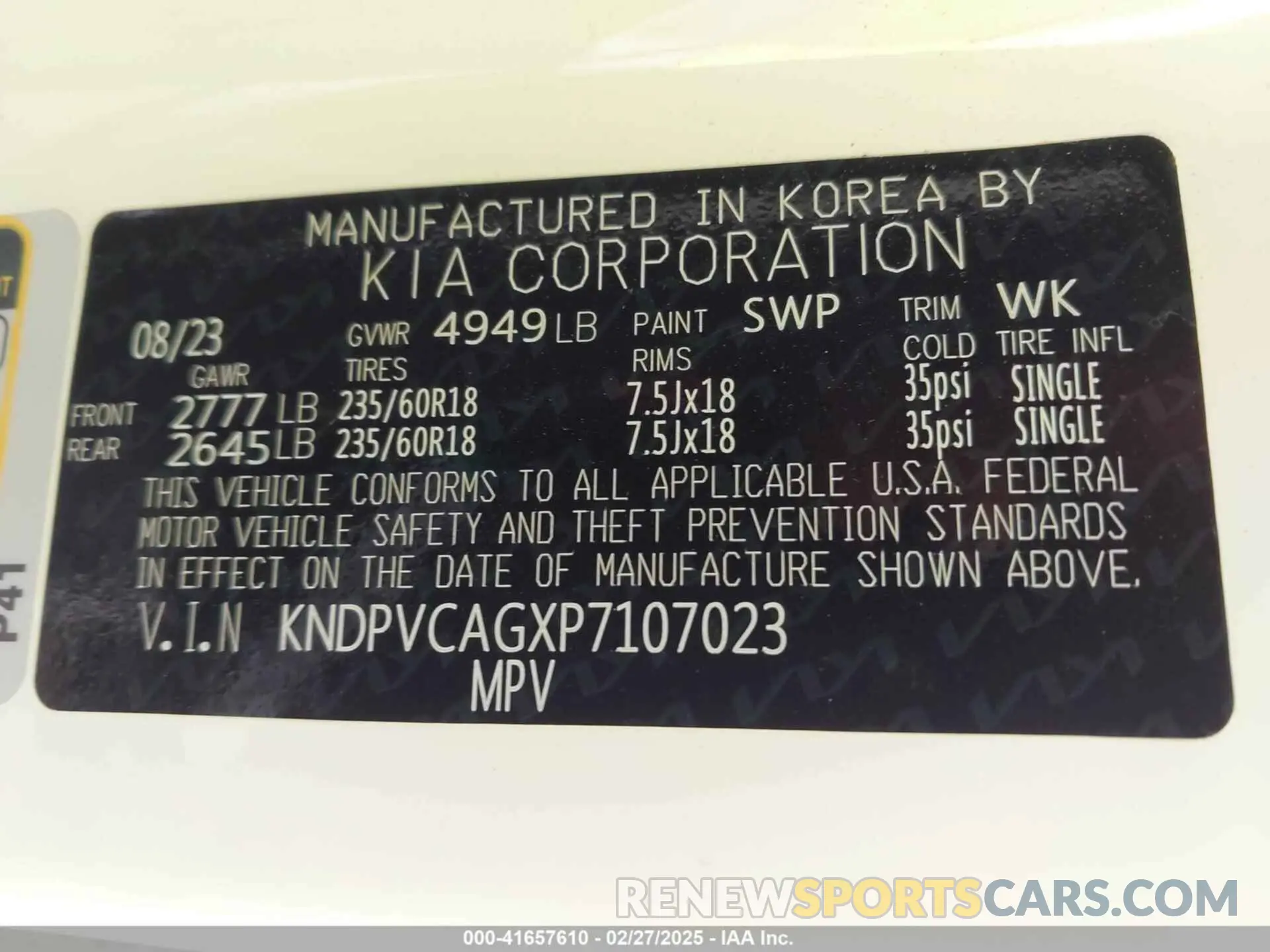 9 Photograph of a damaged car KNDPVCAGXP7107023 KIA SPORTAGE HYBRID 2023
