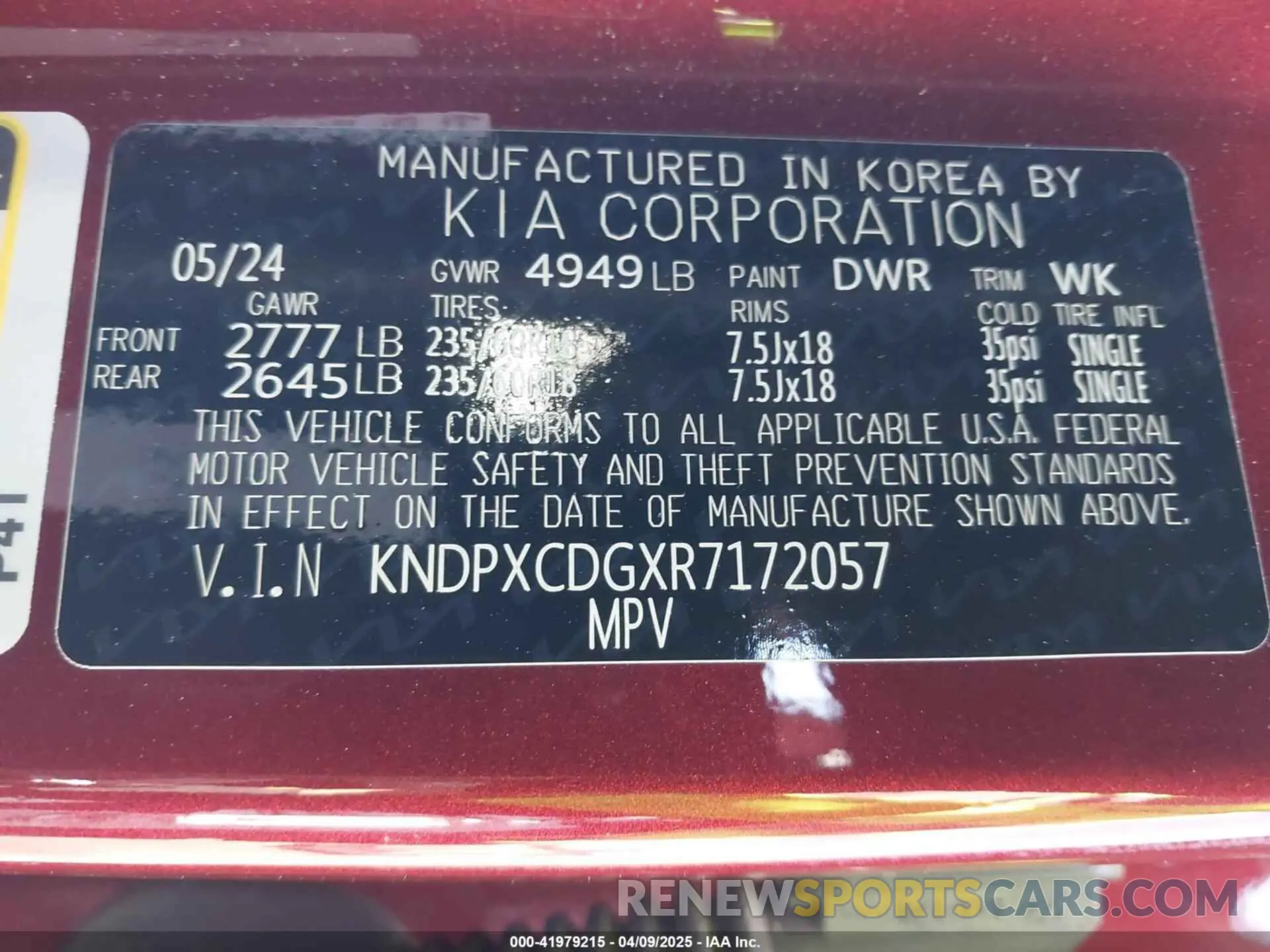 9 Photograph of a damaged car KNDPXCDGXR7172057 KIA SPORTAGE HYBRID 2024