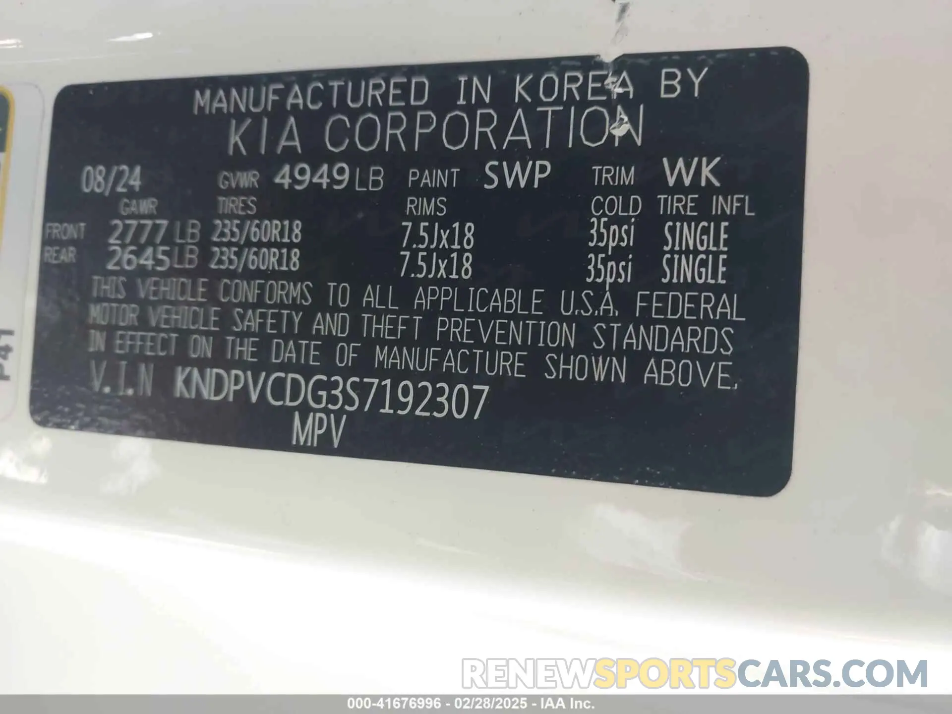 9 Photograph of a damaged car KNDPVCDG3S7192307 KIA SPORTAGE HYBRID 2025