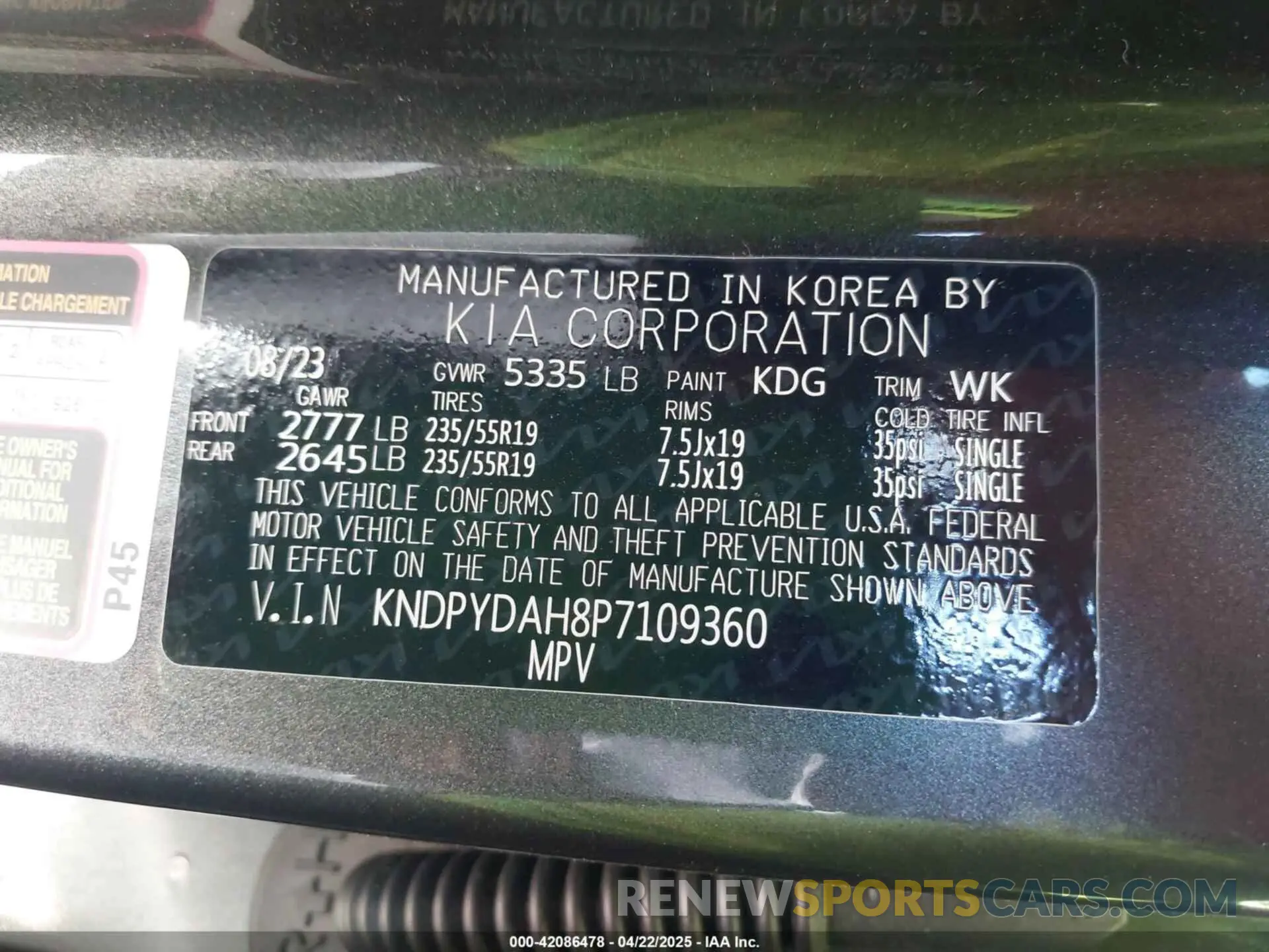 9 Photograph of a damaged car KNDPYDAH8P7109360 KIA SPORTAGE PLUG-IN HYBRID 2023
