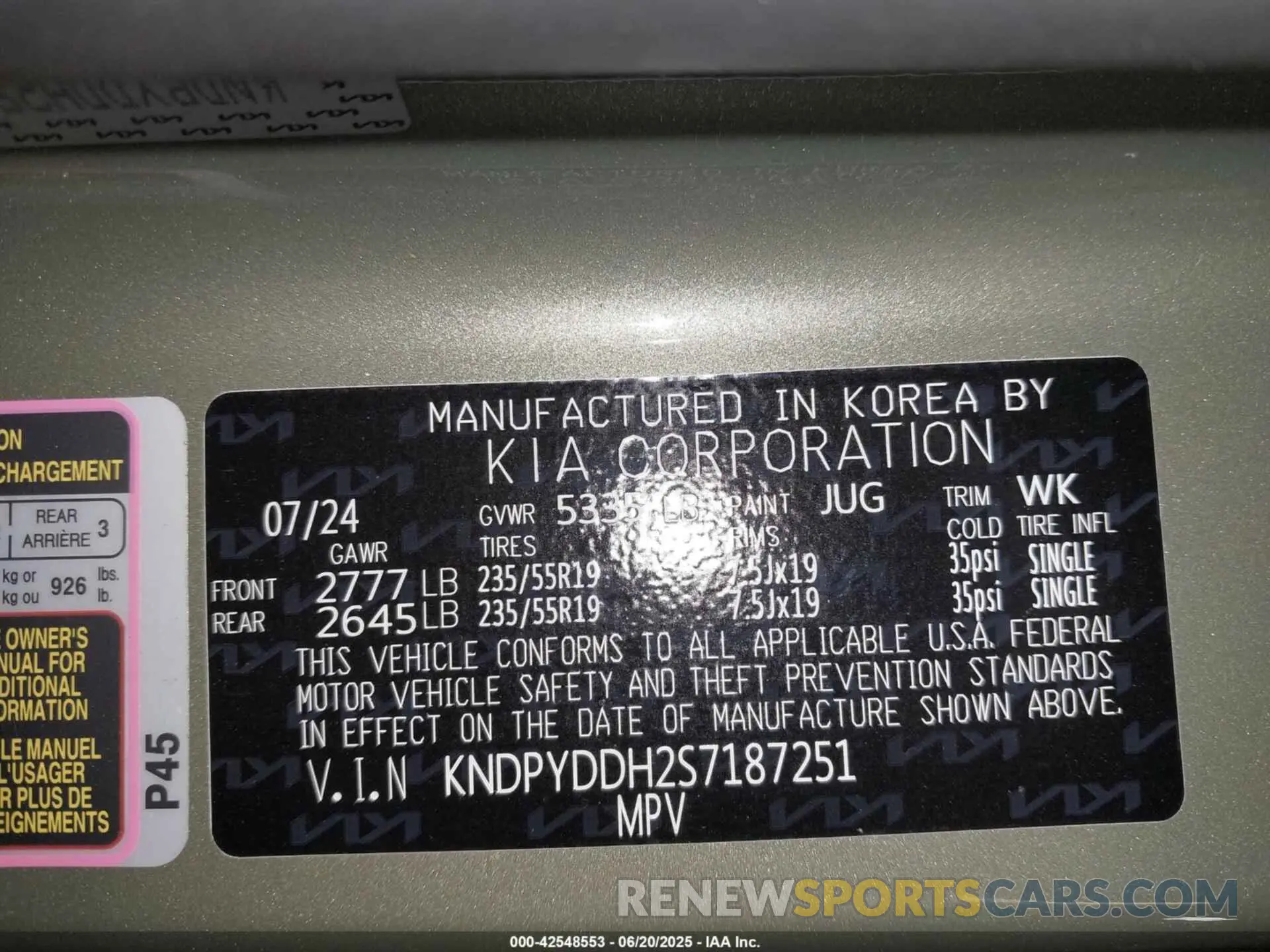 9 Photograph of a damaged car KNDPYDDH2S7187251 KIA SPORTAGE PLUG-IN HYBRID 2025