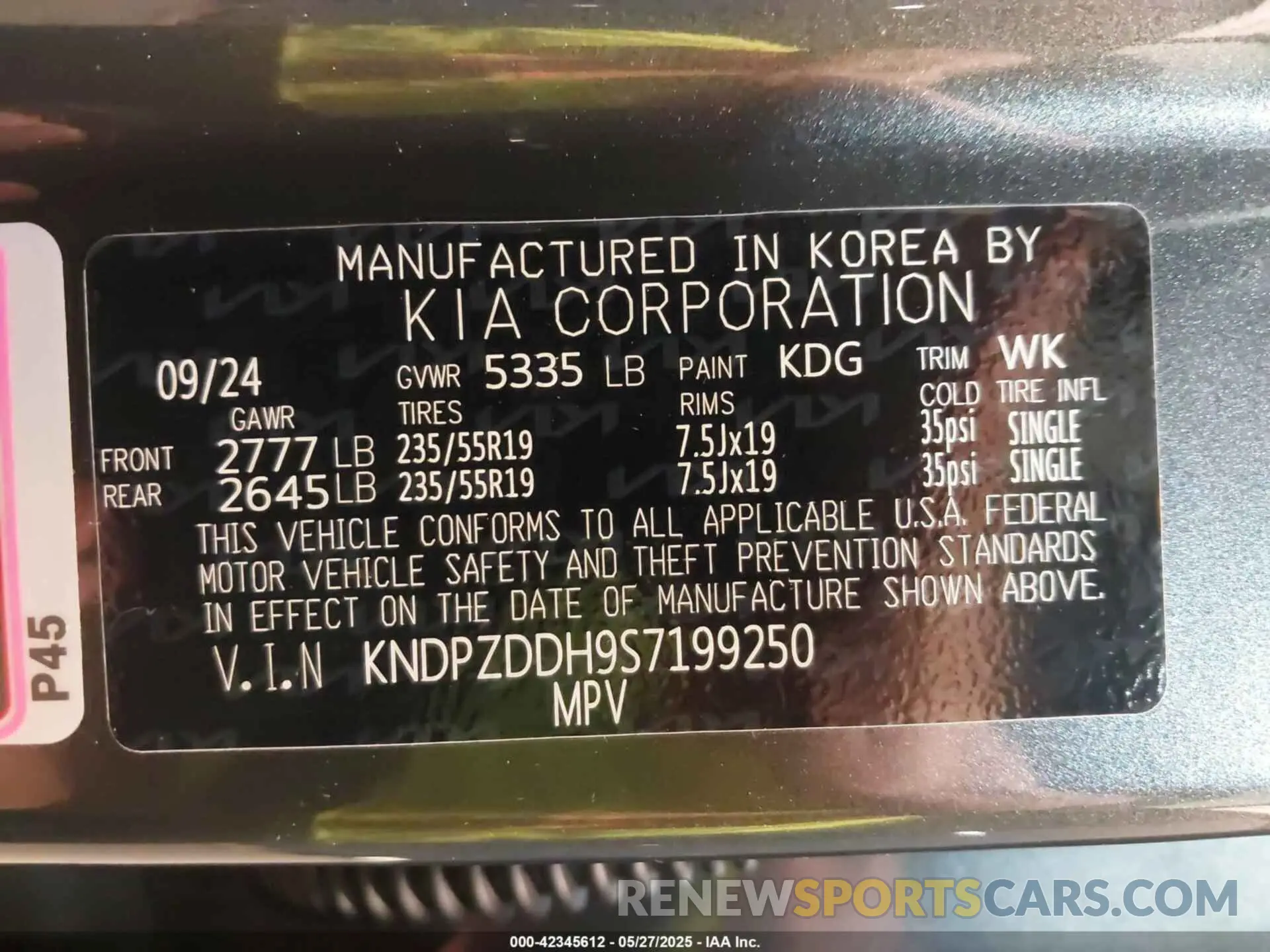 9 Photograph of a damaged car KNDPZDDH9S7199250 KIA SPORTAGE PLUG-IN HYBRID 2025