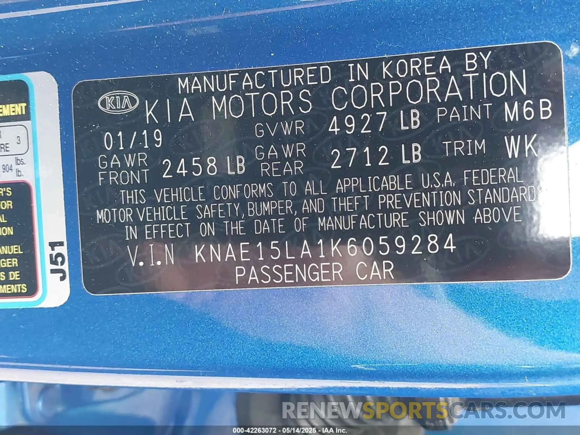 9 Photograph of a damaged car KNAE15LA1K6059284 KIA STINGER 2019