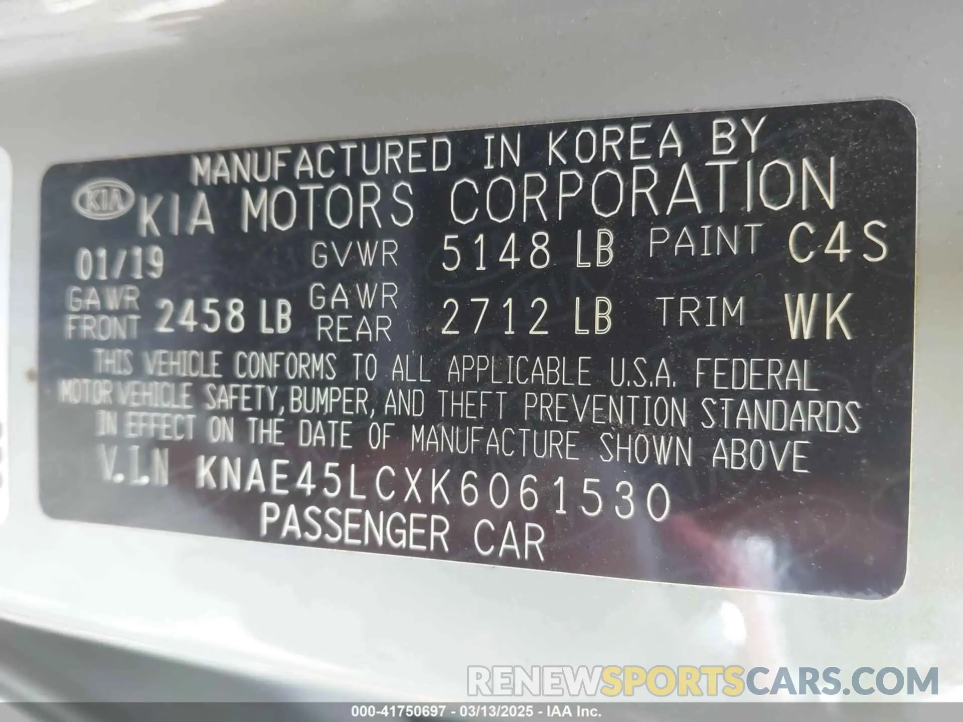 9 Photograph of a damaged car KNAE45LCXK6061530 KIA STINGER 2019