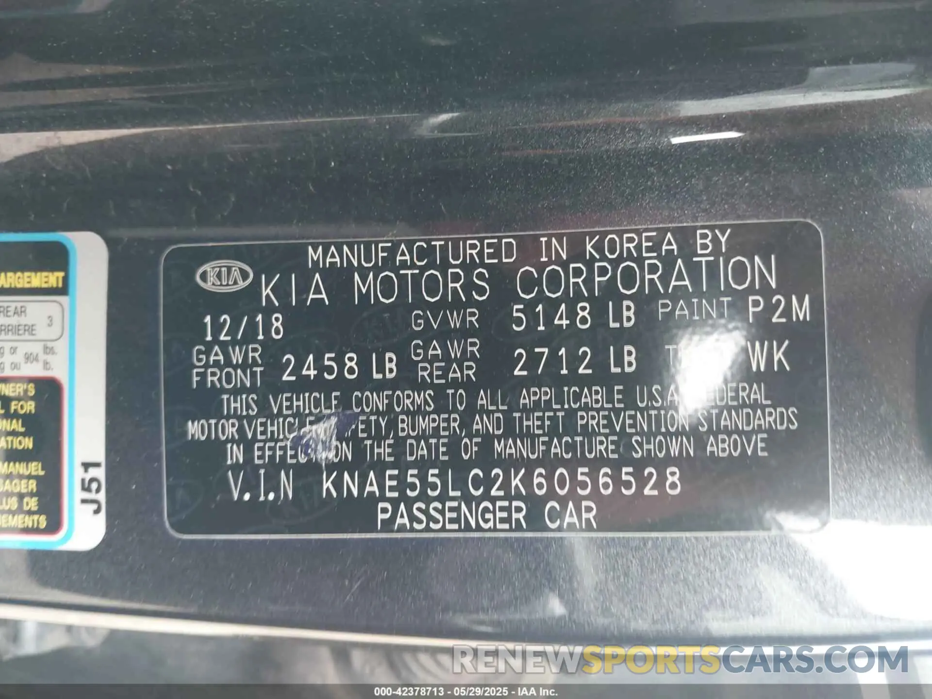 9 Photograph of a damaged car KNAE55LC2K6056528 KIA STINGER 2019