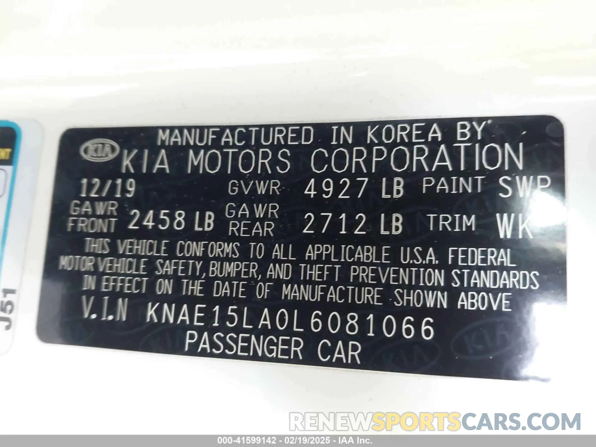 9 Photograph of a damaged car KNAE15LA0L6081066 KIA STINGER 2020