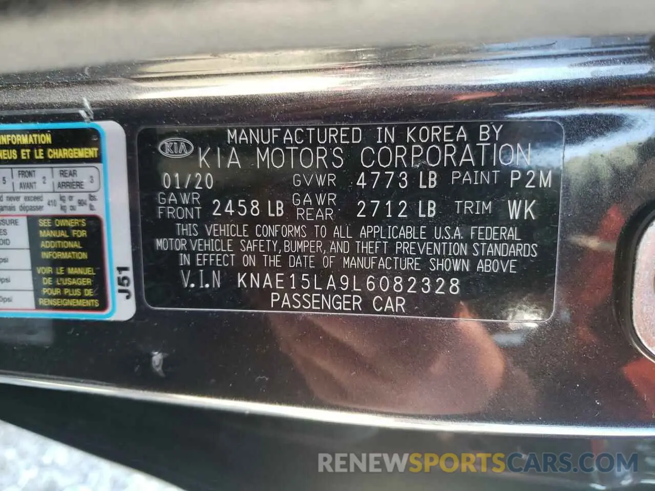 12 Photograph of a damaged car KNAE15LA9L6082328 KIA STINGER 2020