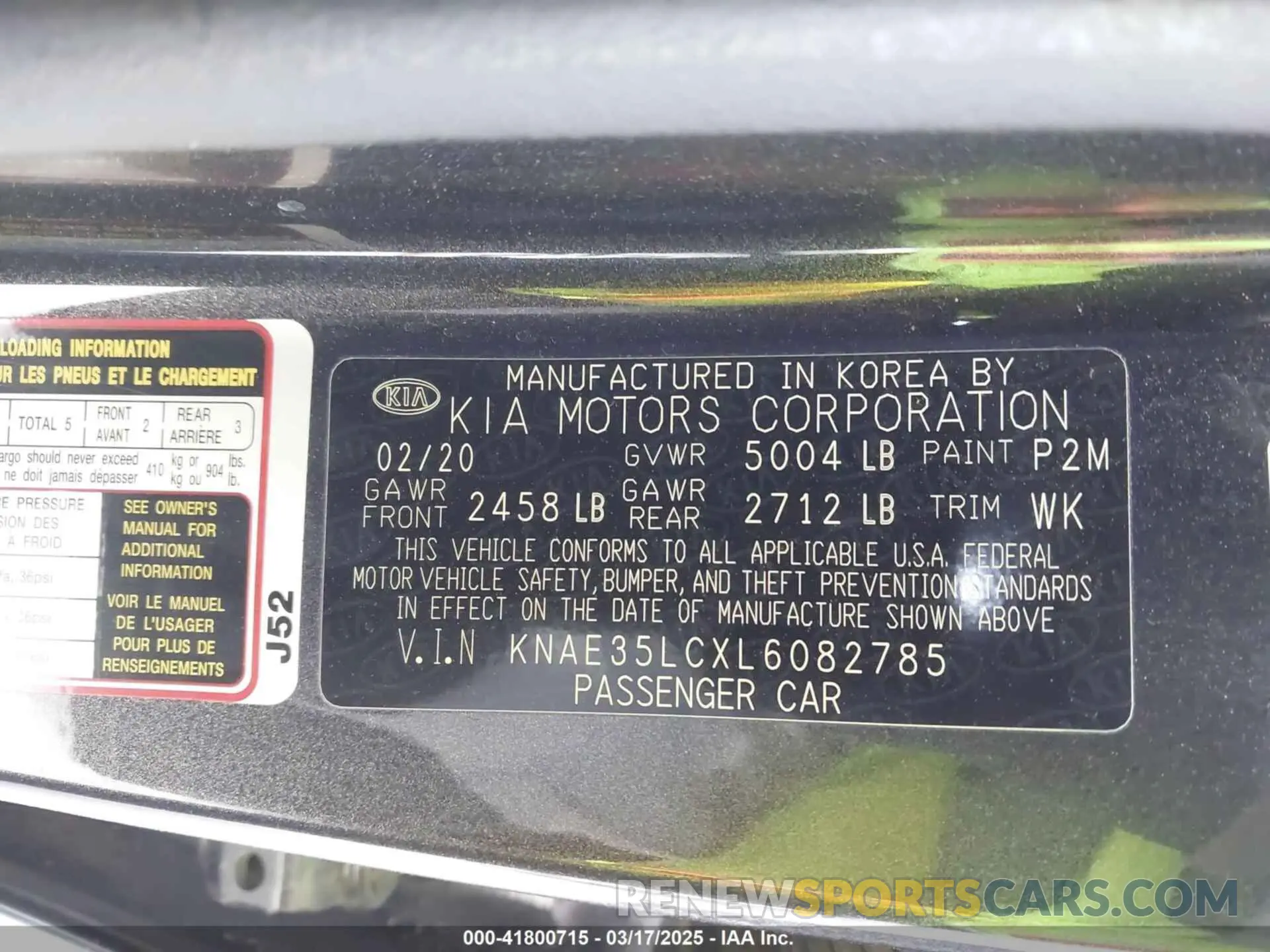 9 Photograph of a damaged car KNAE35LCXL6082785 KIA STINGER 2020