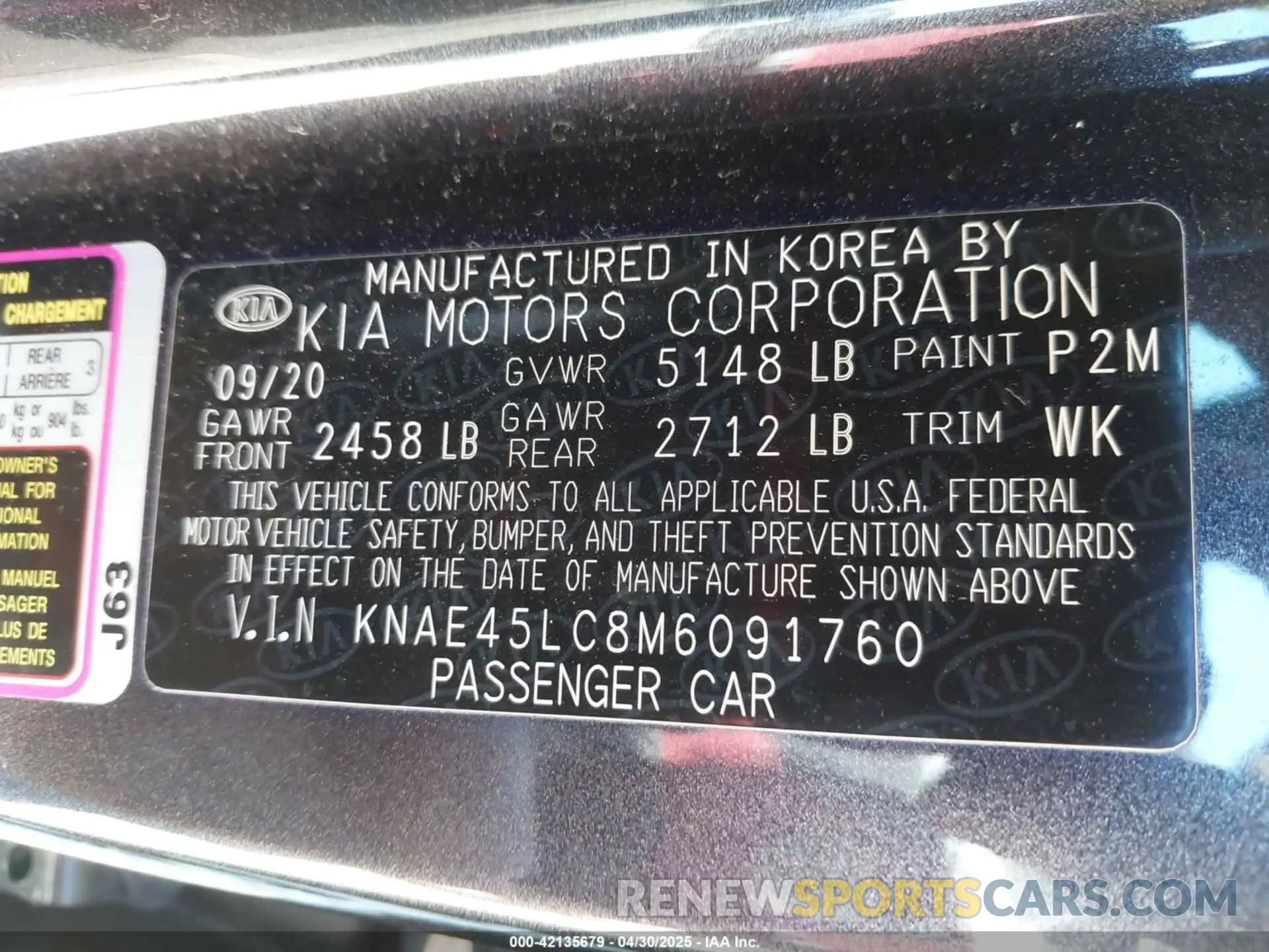 9 Photograph of a damaged car KNAE45LC8M6091760 KIA STINGER 2021