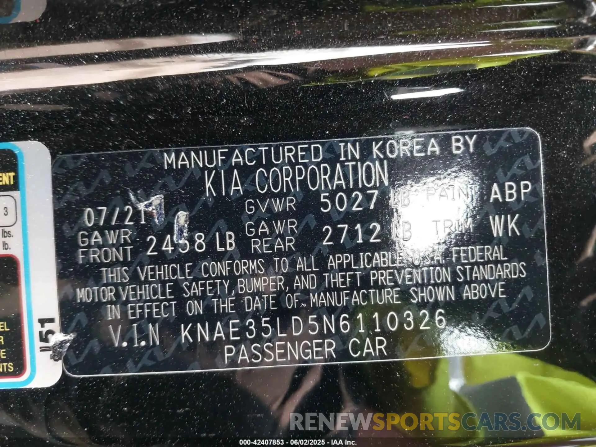 9 Photograph of a damaged car KNAE35LD5N6110326 KIA STINGER 2022