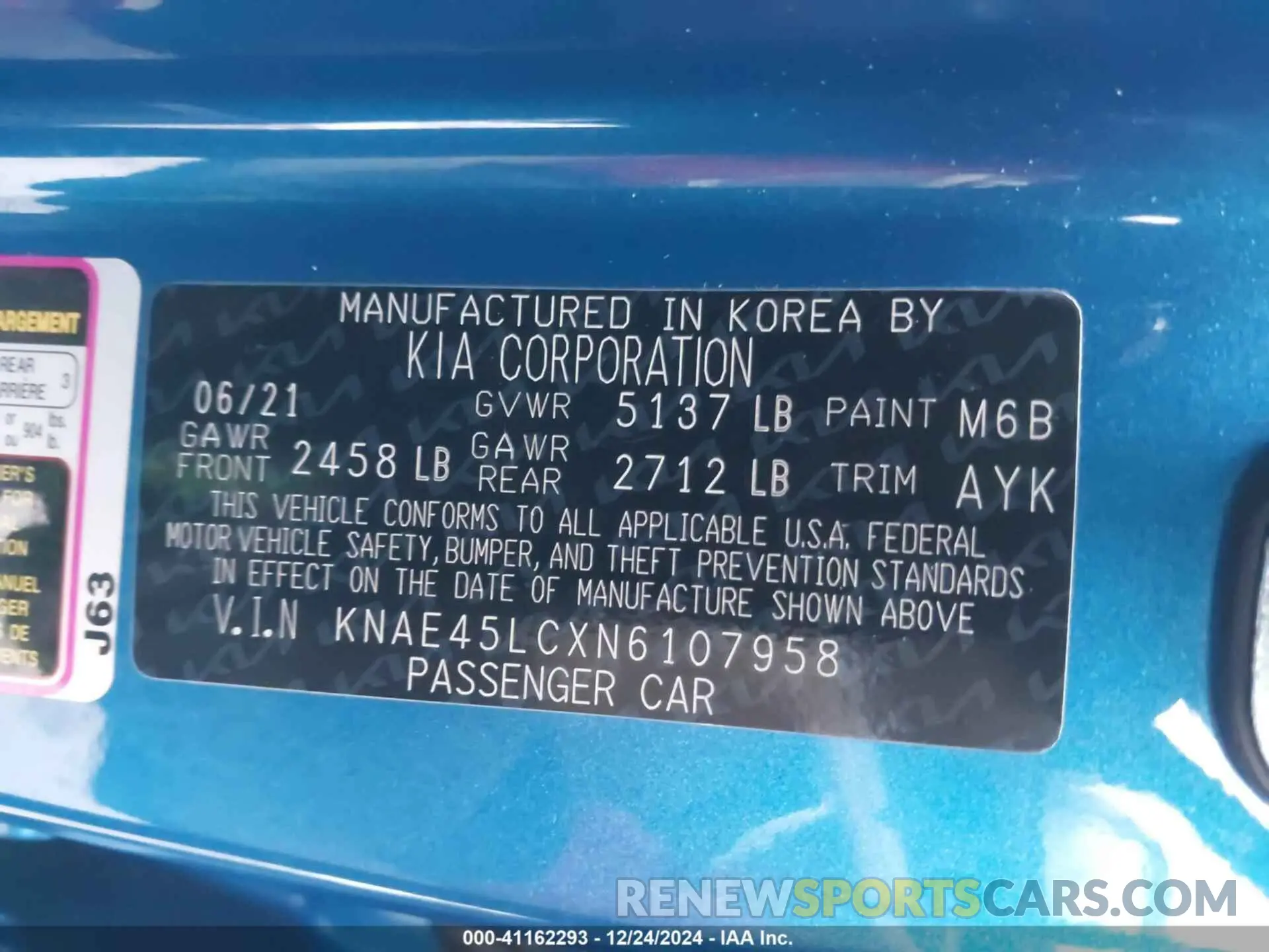 9 Photograph of a damaged car KNAE45LCXN6107958 KIA STINGER 2022