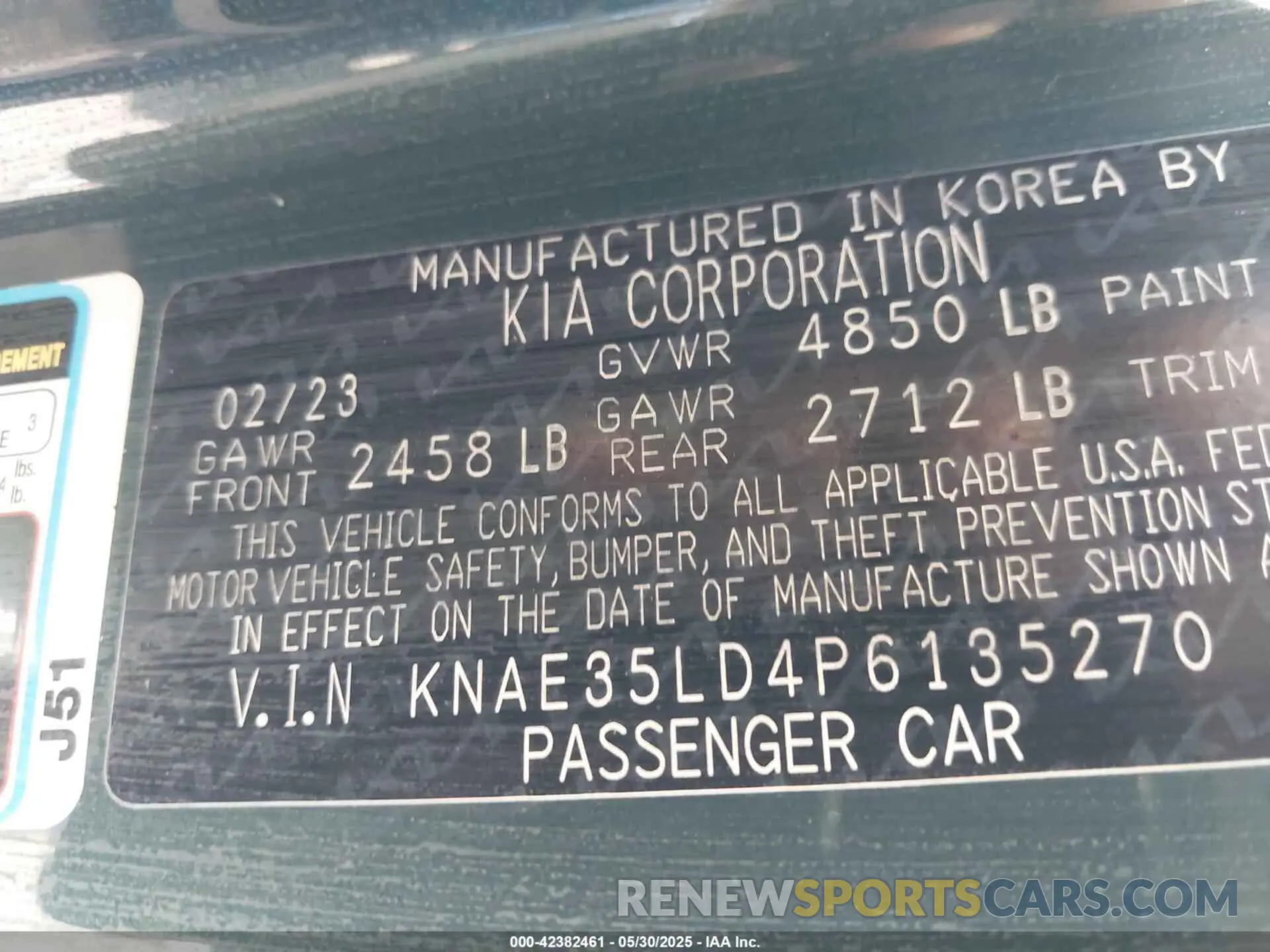 9 Photograph of a damaged car KNAE35LD4P6135270 KIA STINGER 2023