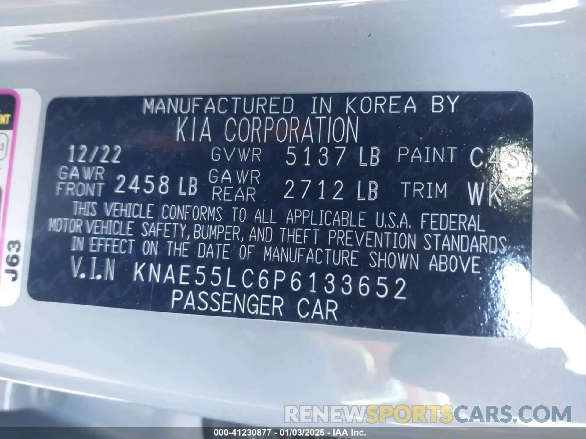 9 Photograph of a damaged car KNAE55LC6P6133652 KIA STINGER 2023