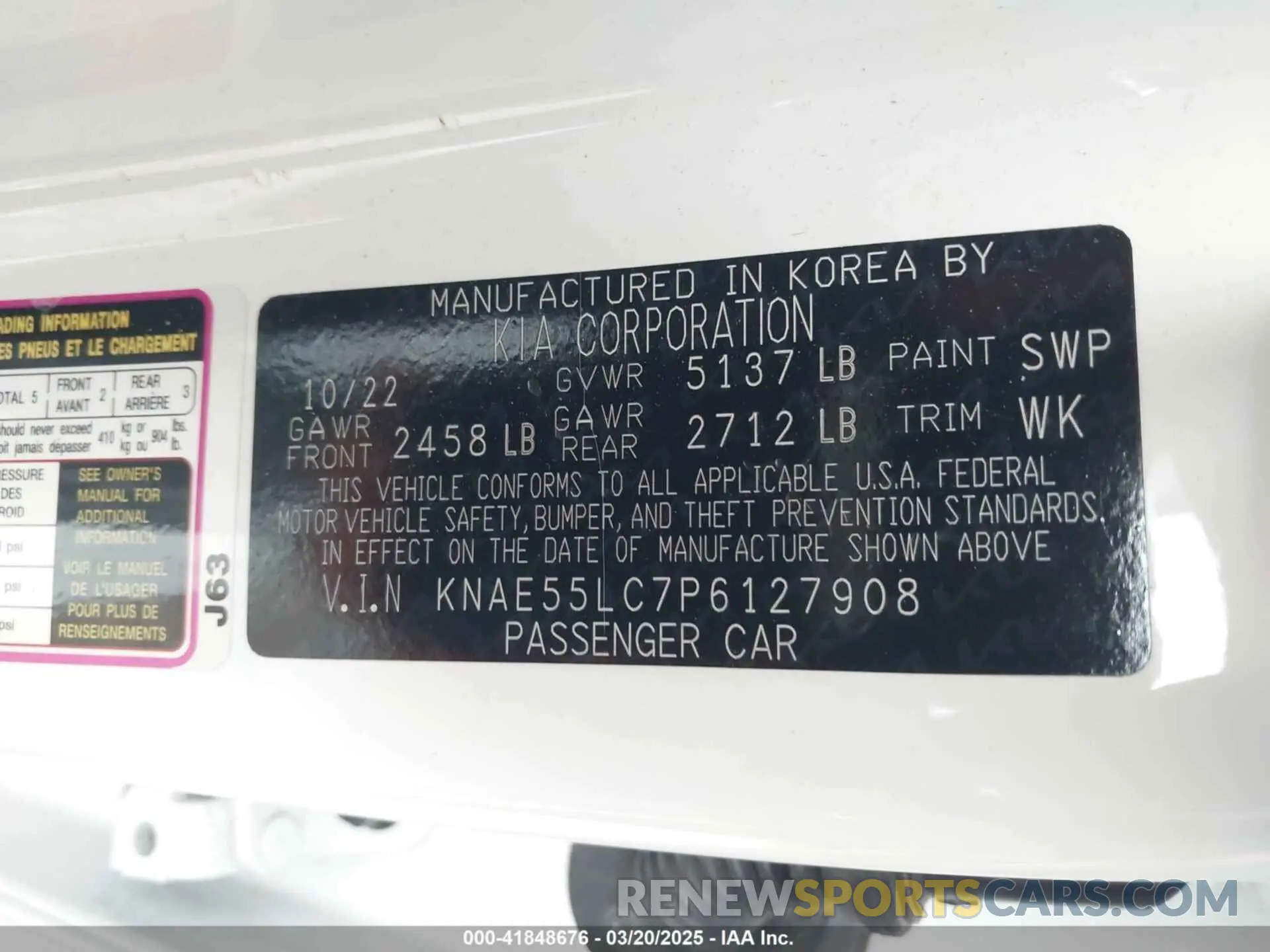 9 Photograph of a damaged car KNAE55LC7P6127908 KIA STINGER 2023