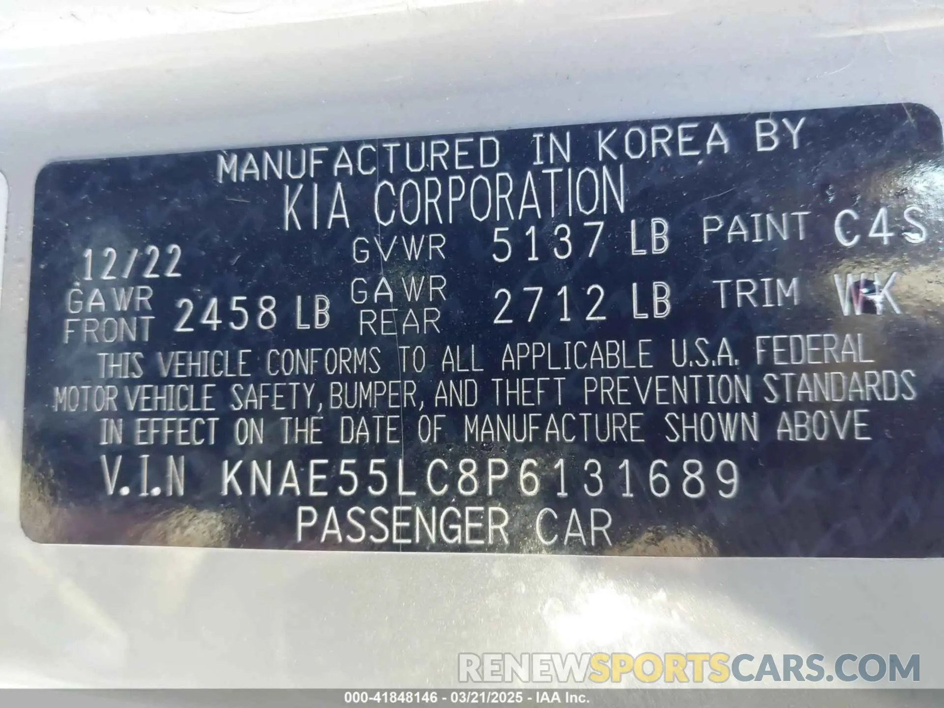 9 Photograph of a damaged car KNAE55LC8P6131689 KIA STINGER 2023