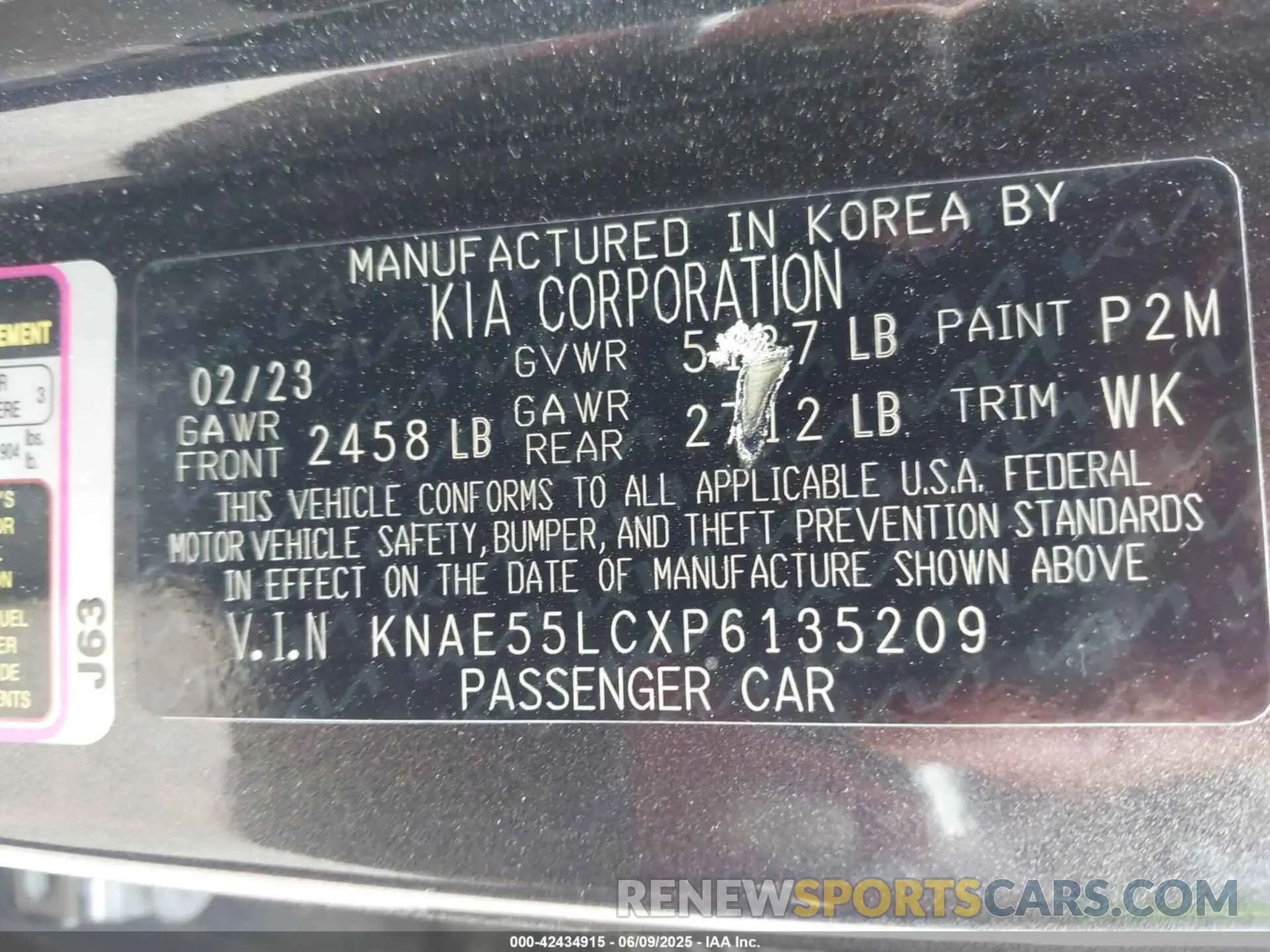 9 Photograph of a damaged car KNAE55LCXP6135209 KIA STINGER 2023