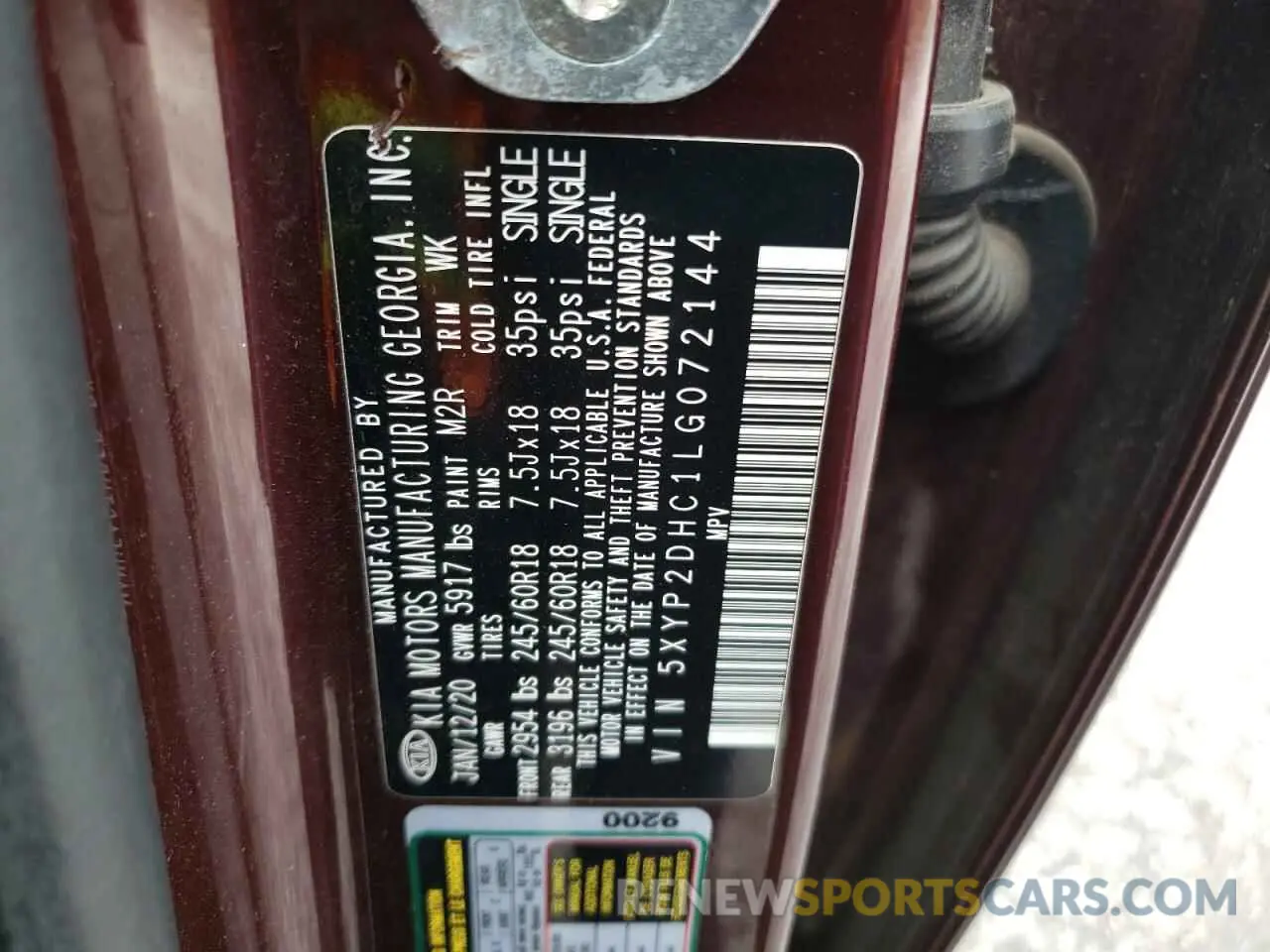 13 Photograph of a damaged car 5XYP2DHC1LG072144 KIA TELLURIDE 2020