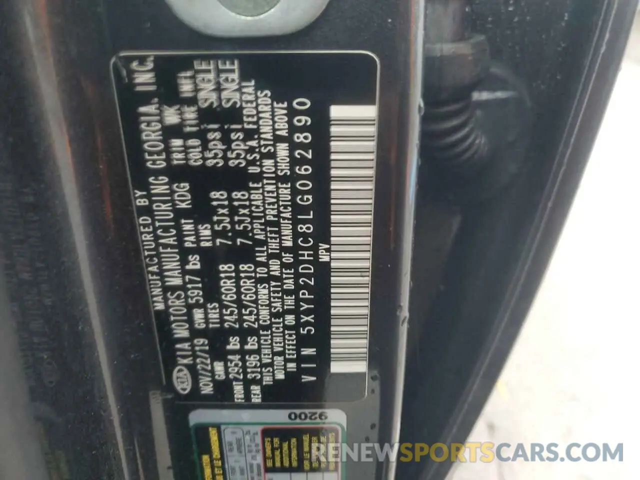 13 Photograph of a damaged car 5XYP2DHC8LG062890 KIA TELLURIDE 2020