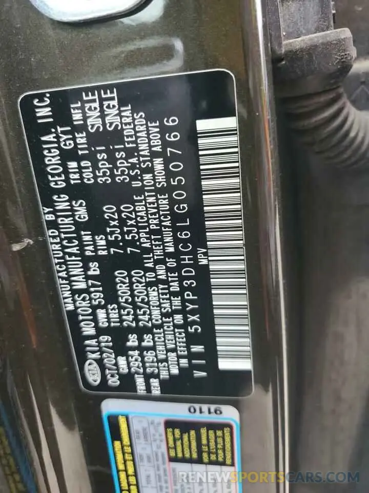 13 Photograph of a damaged car 5XYP3DHC6LG050766 KIA TELLURIDE 2020