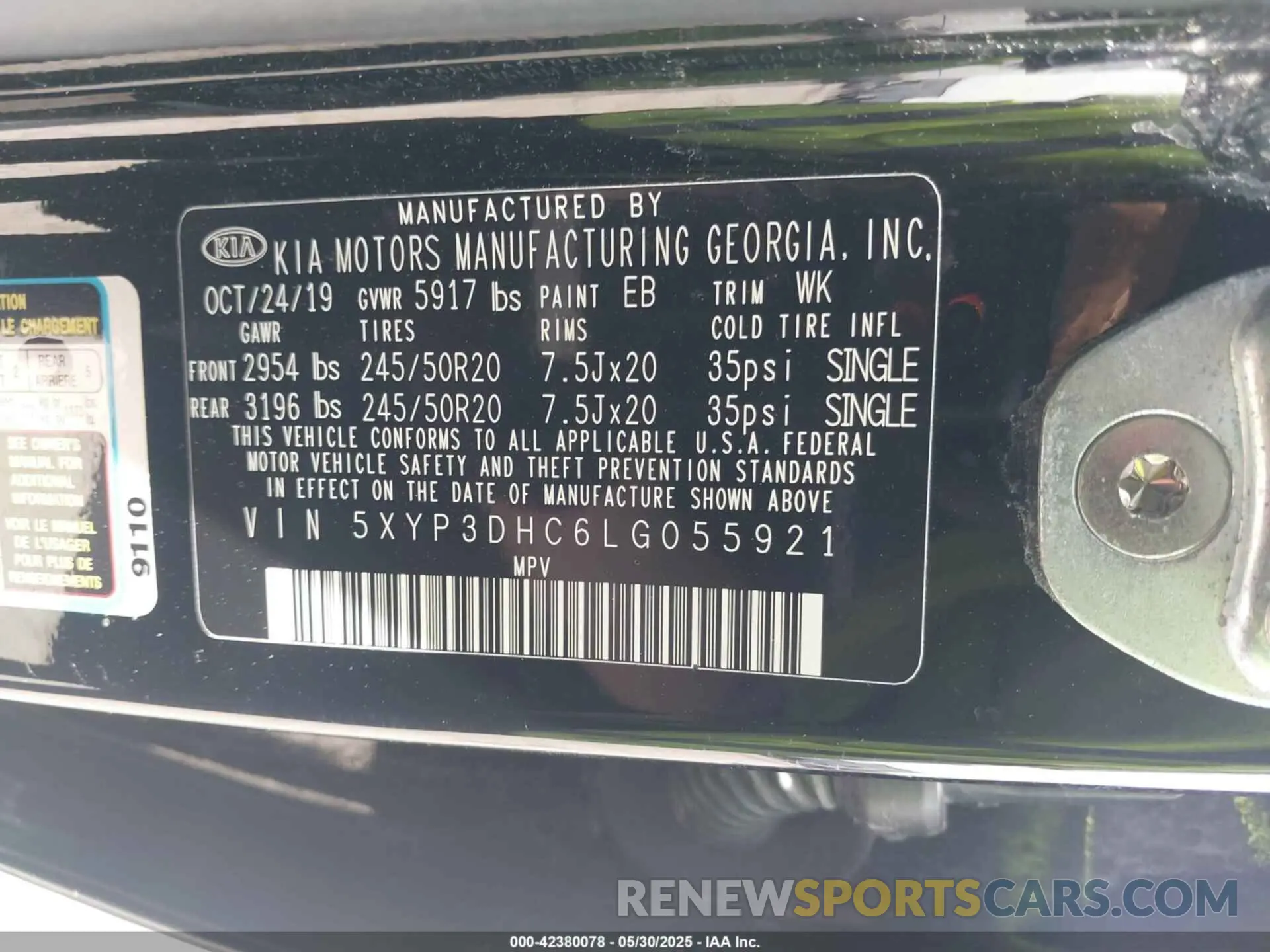 9 Photograph of a damaged car 5XYP3DHC6LG055921 KIA TELLURIDE 2020