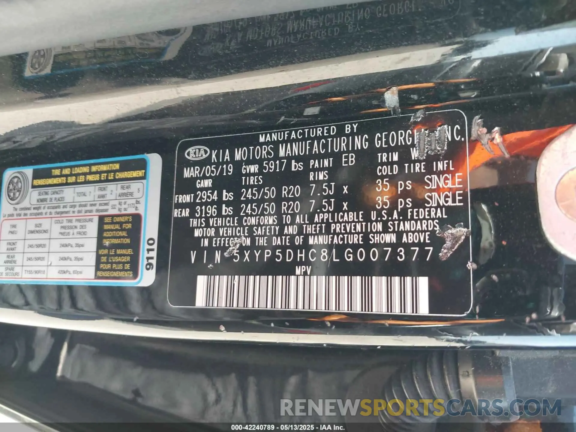 9 Photograph of a damaged car 5XYP5DHC8LG007377 KIA TELLURIDE 2020