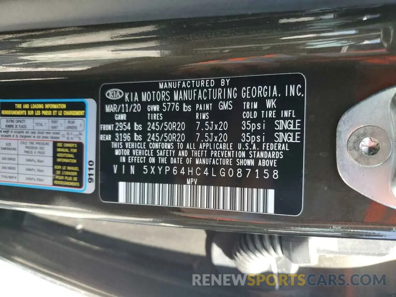 13 Photograph of a damaged car 5XYP64HC4LG087158 KIA TELLURIDE 2020