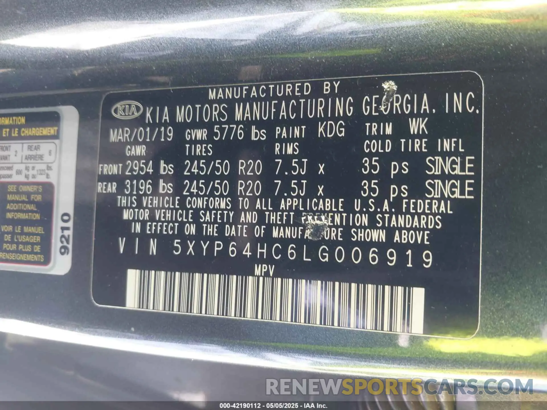 9 Photograph of a damaged car 5XYP64HC6LG006919 KIA TELLURIDE 2020