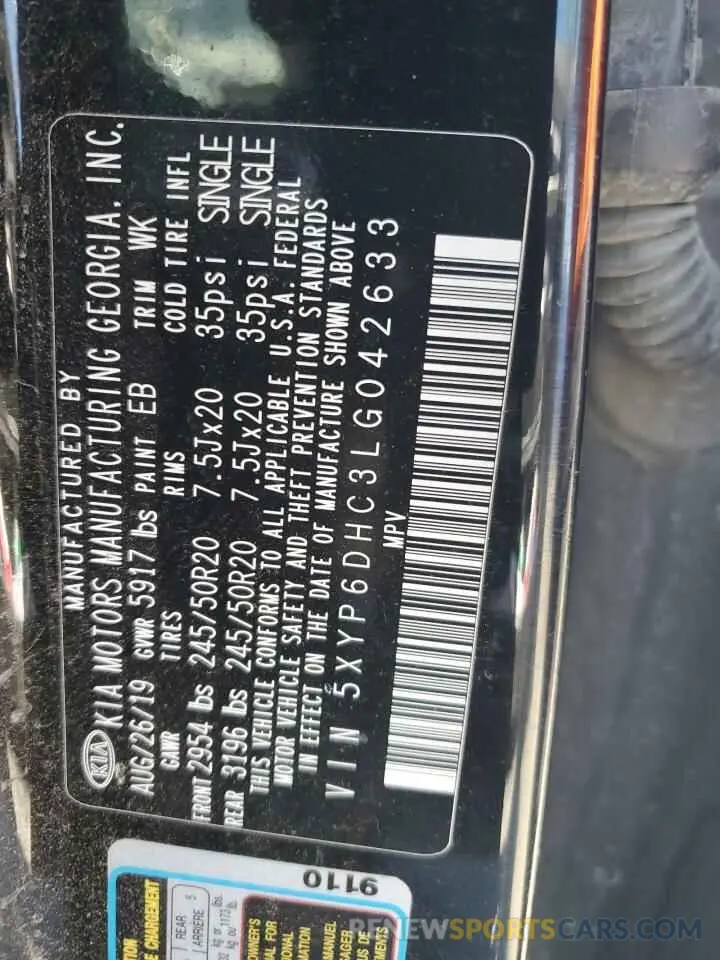 13 Photograph of a damaged car 5XYP6DHC3LG042633 KIA TELLURIDE 2020
