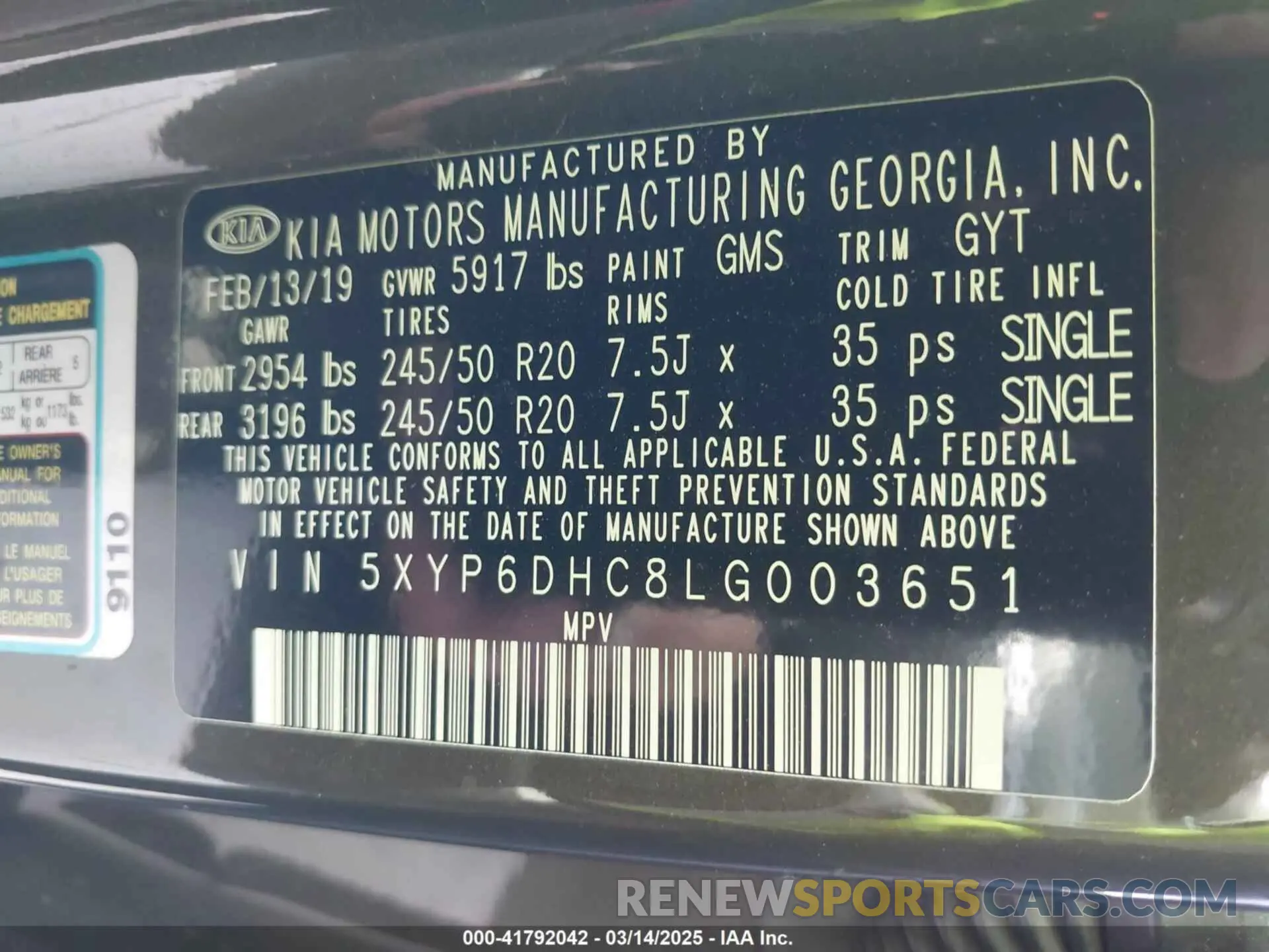 9 Photograph of a damaged car 5XYP6DHC8LG003651 KIA TELLURIDE 2020